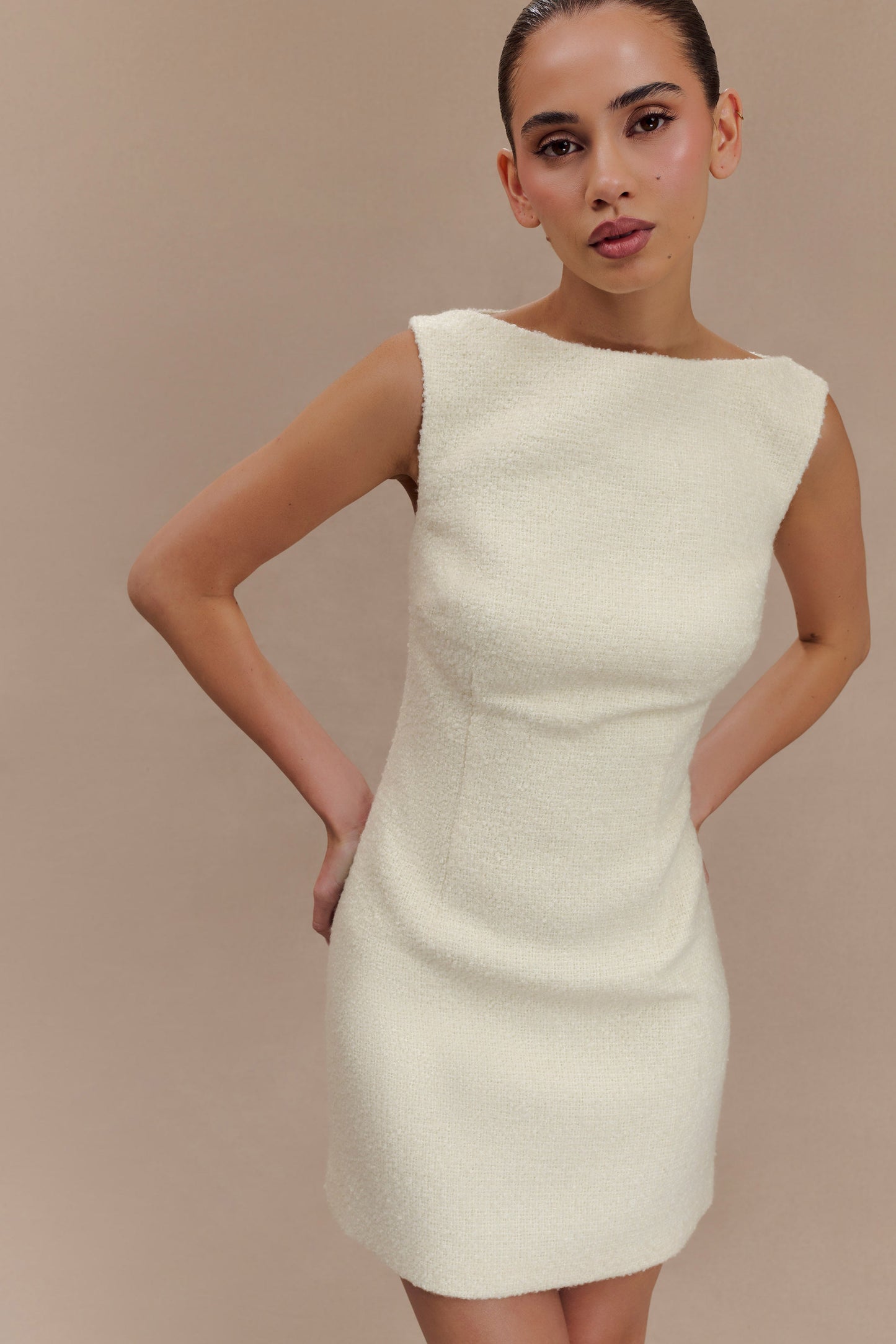 Mini-robe en bouclette texturée Angela - Ivoire