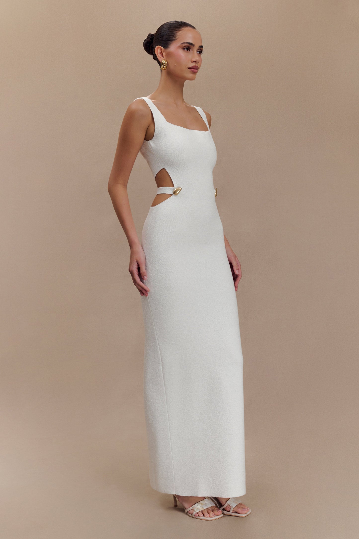 Robe Maxi en Tricot à Découpes Alysanne - Blanche