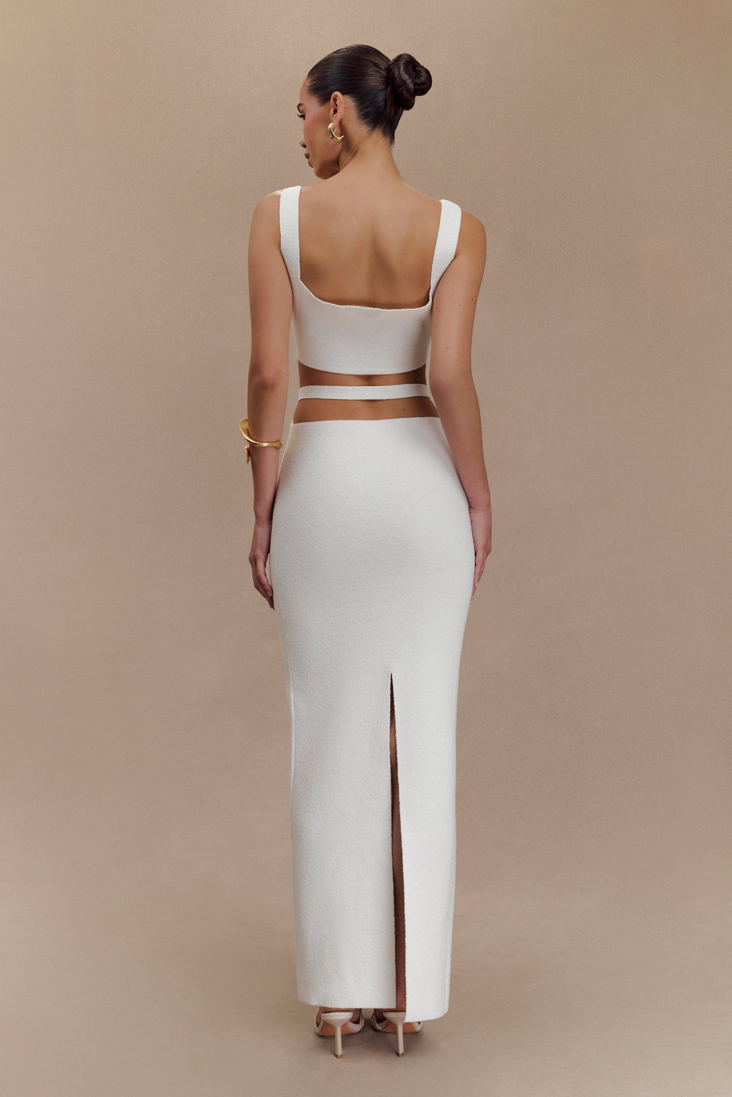Robe Maxi en Tricot à Découpes Alysanne - Blanche