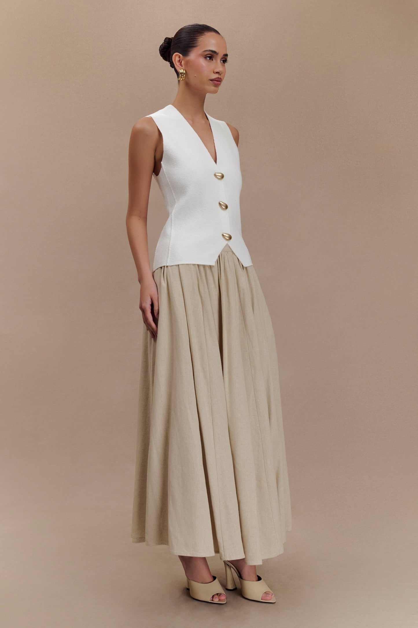 Jupe Maxi A-Line en Lin Clarence - Naturel