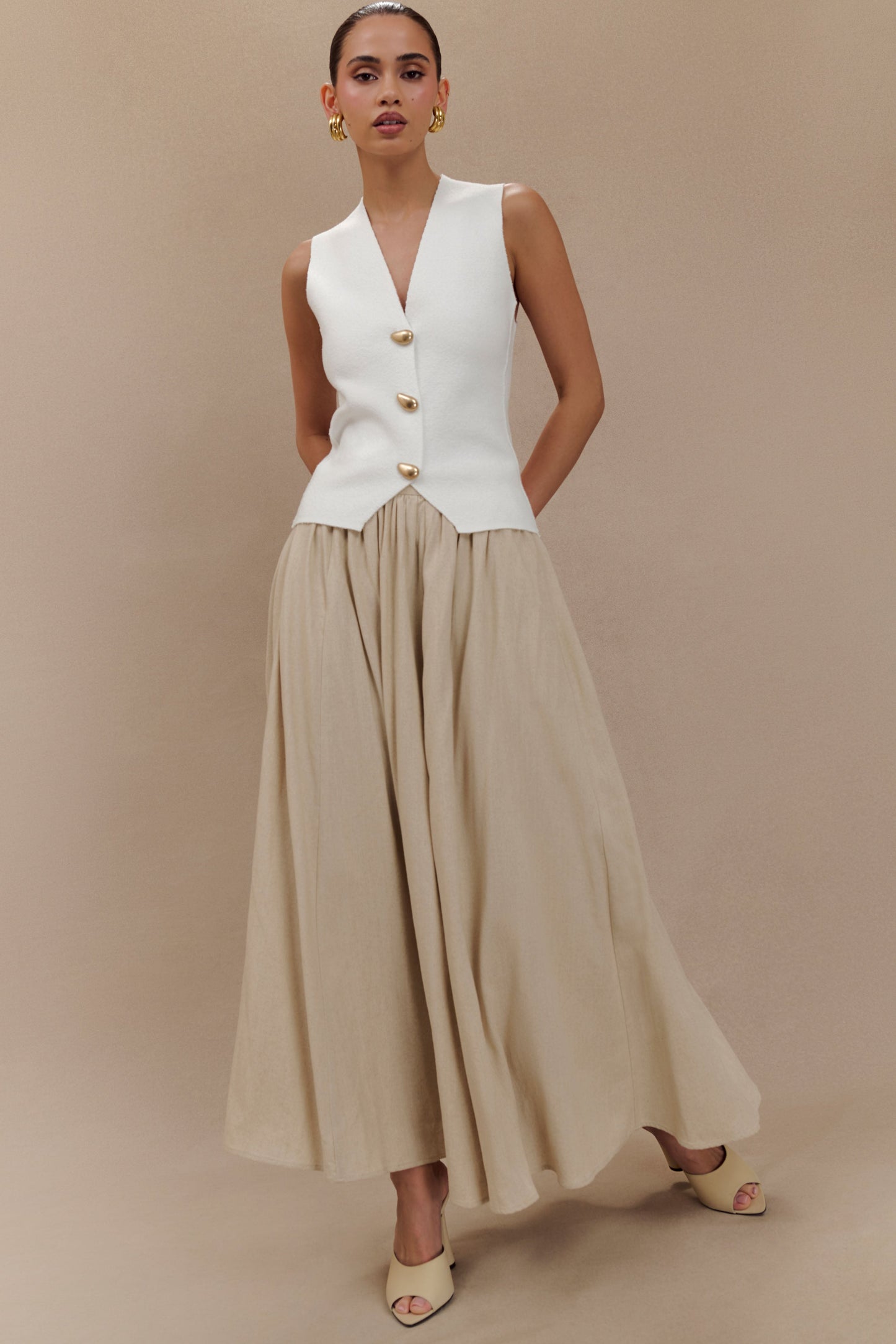 Jupe Maxi A-Line en Lin Clarence - Naturel