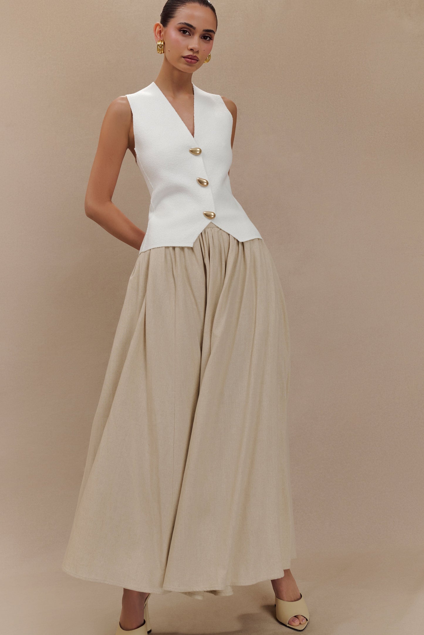 Jupe Maxi A-Line en Lin Clarence - Naturel