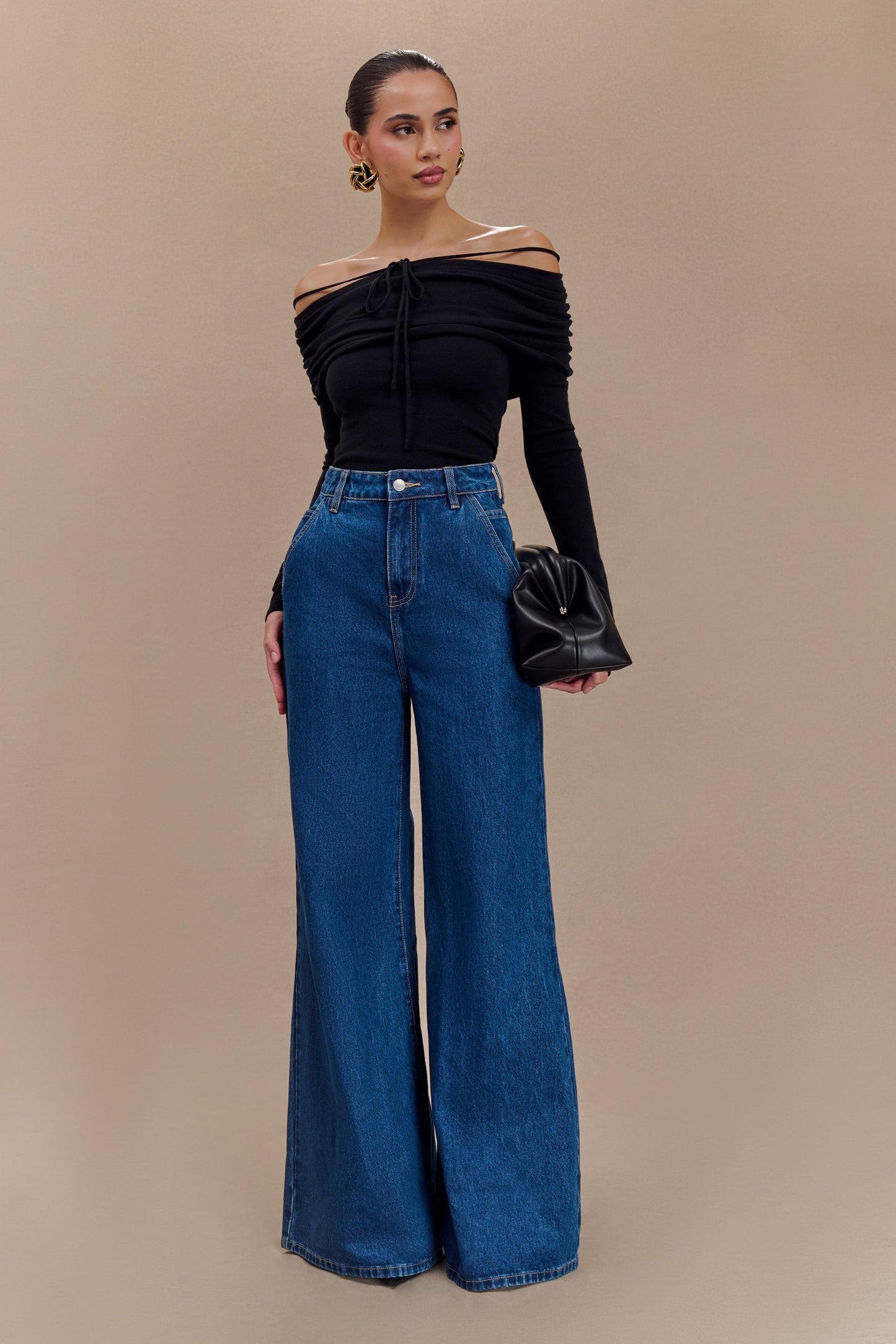 Jean flare à large jambe Jen - Bleu foncé