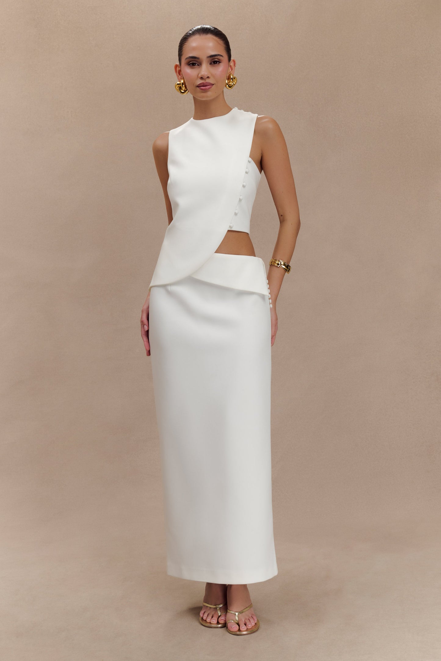 Top asymétrique sans manches pour tailleur Astrid - Blanc