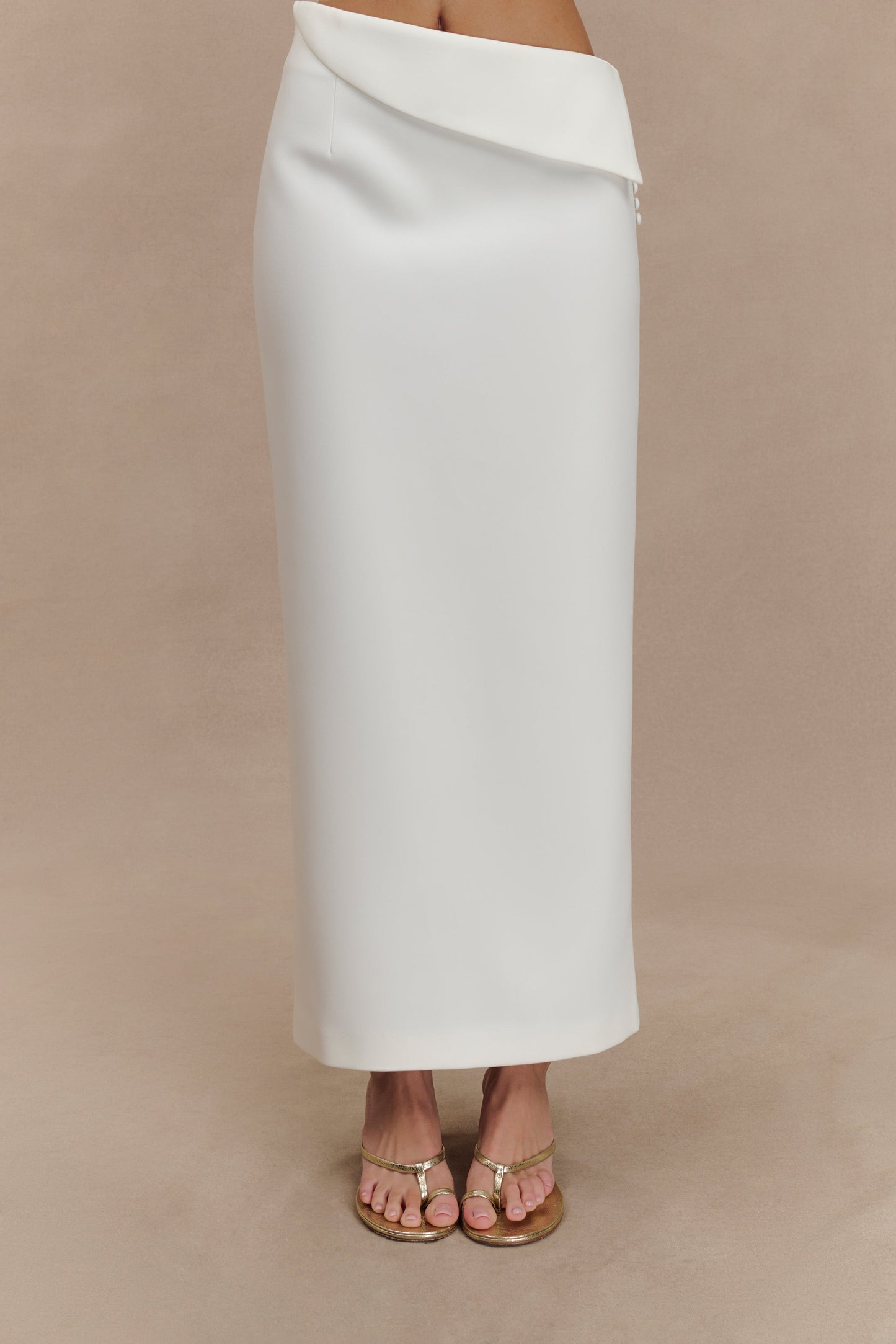 Jupe mi-longue de tailleur Astrid - Blanche
