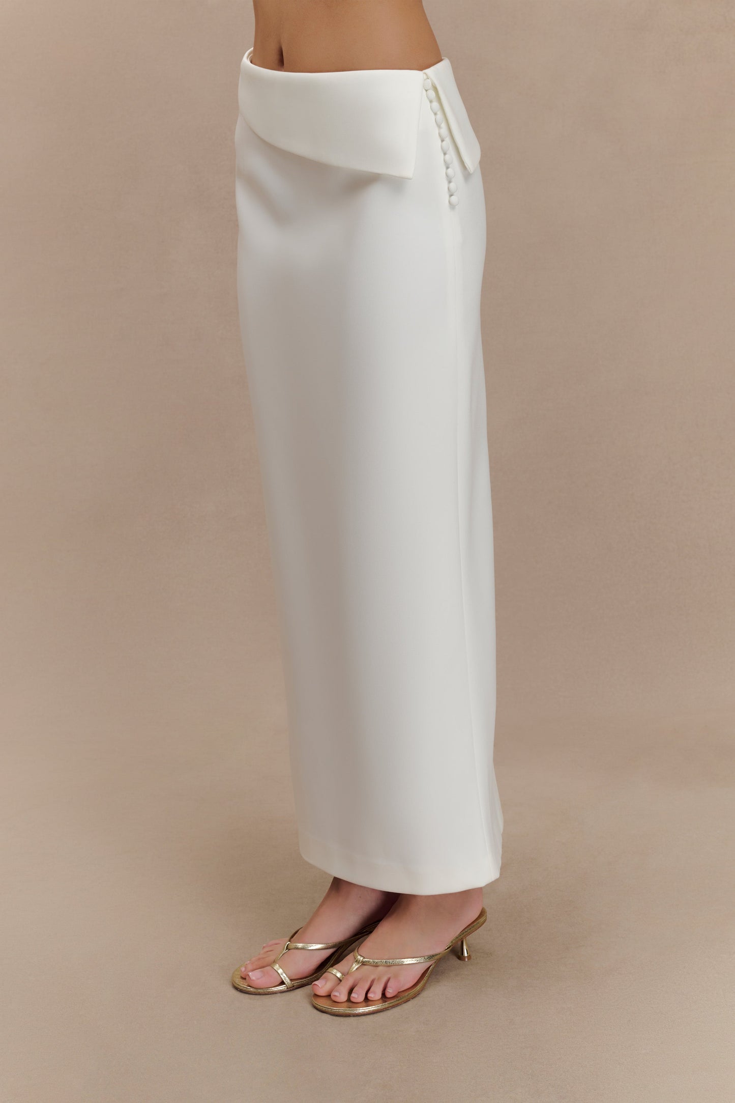 Jupe mi-longue de tailleur Astrid - Blanche