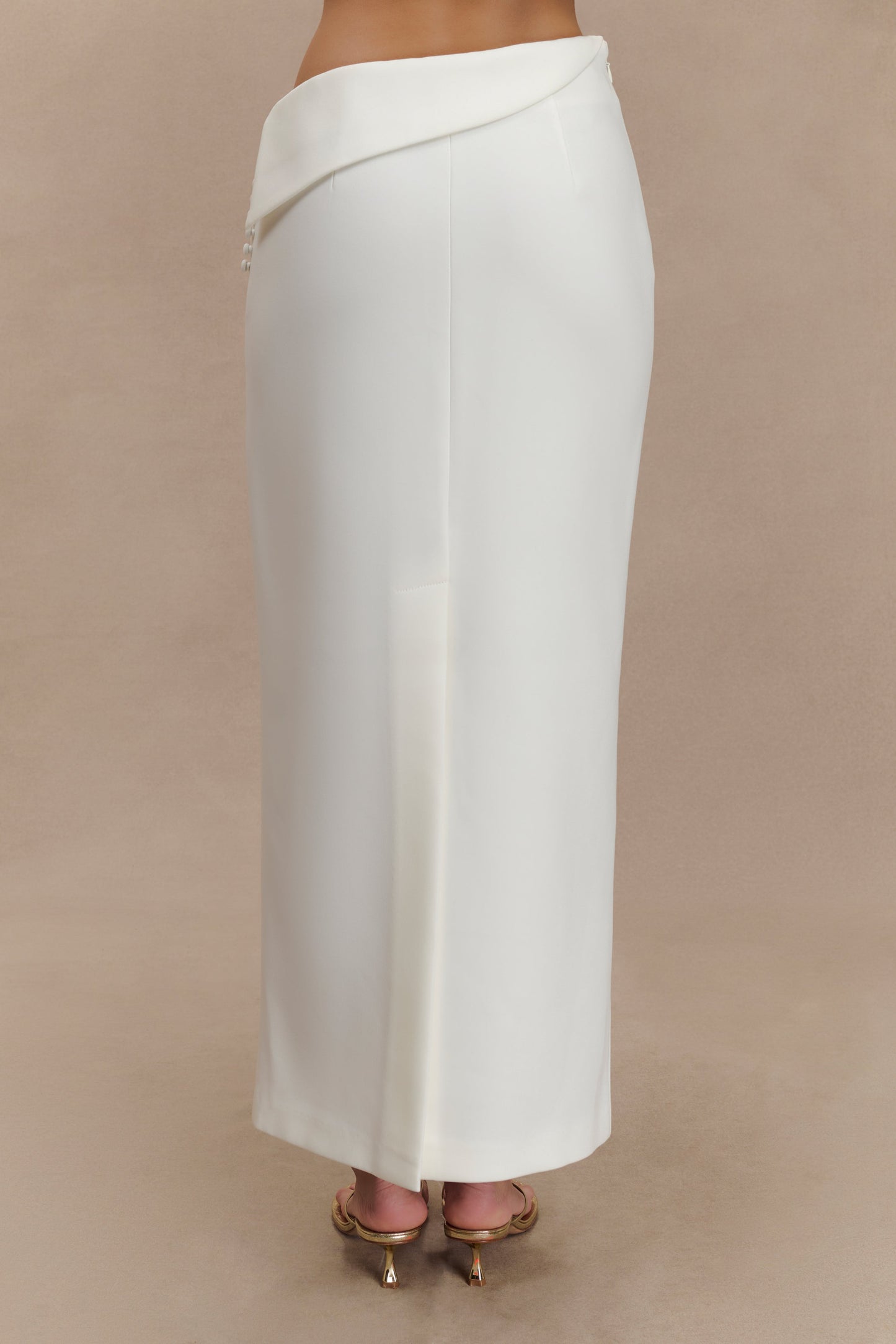 Jupe mi-longue de tailleur Astrid - Blanche