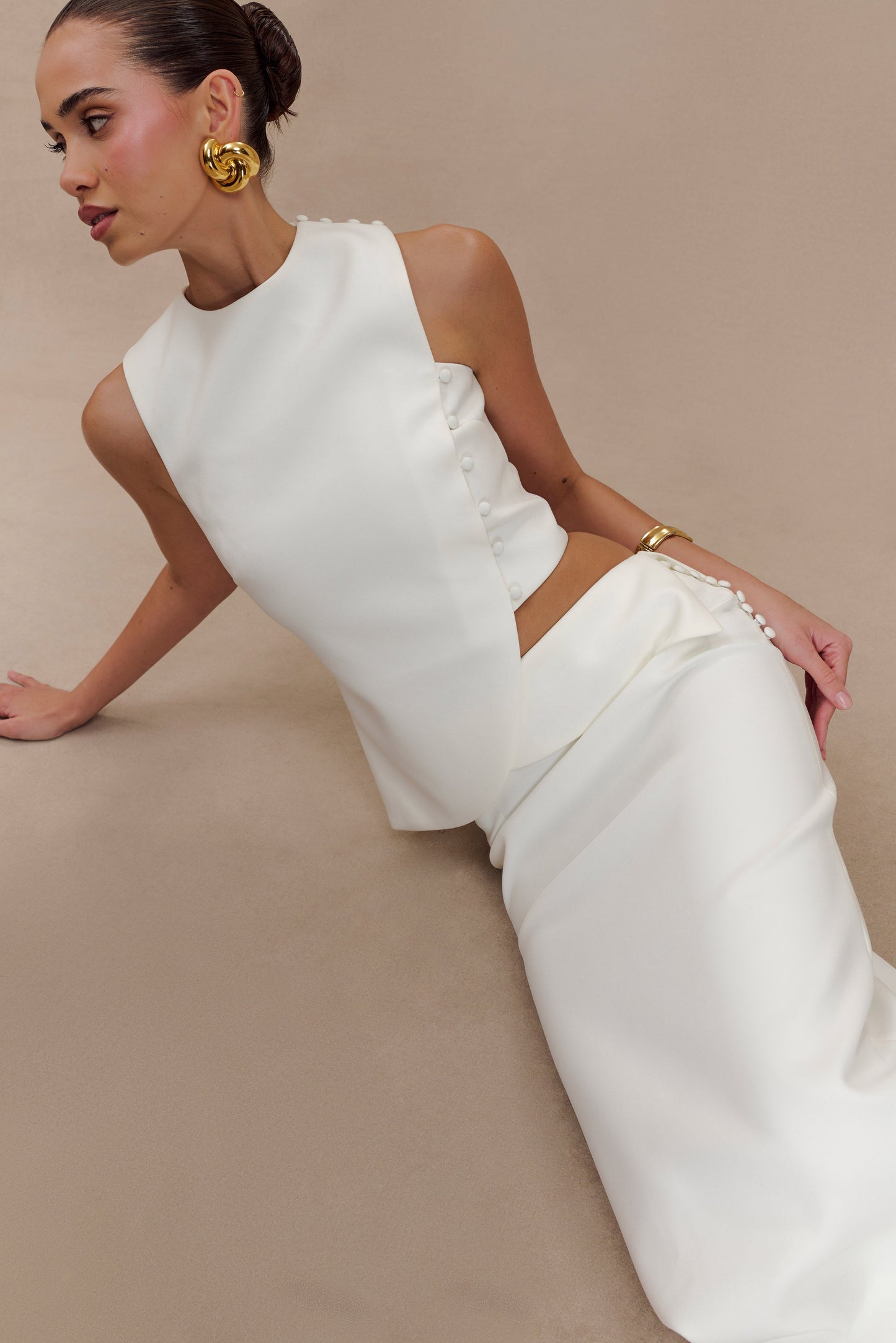Top asymétrique sans manches pour tailleur Astrid - Blanc