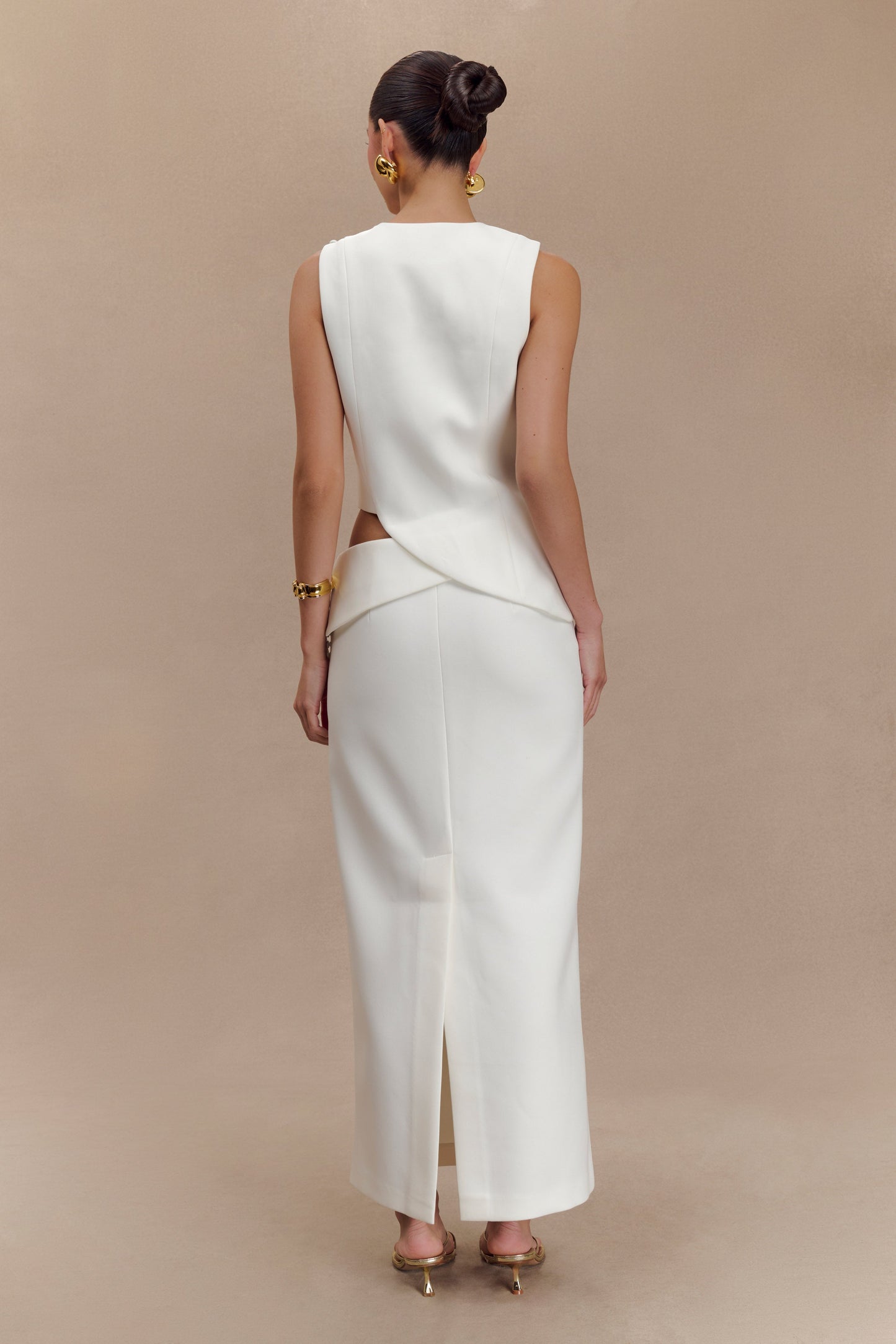 Top asymétrique sans manches pour tailleur Astrid - Blanc