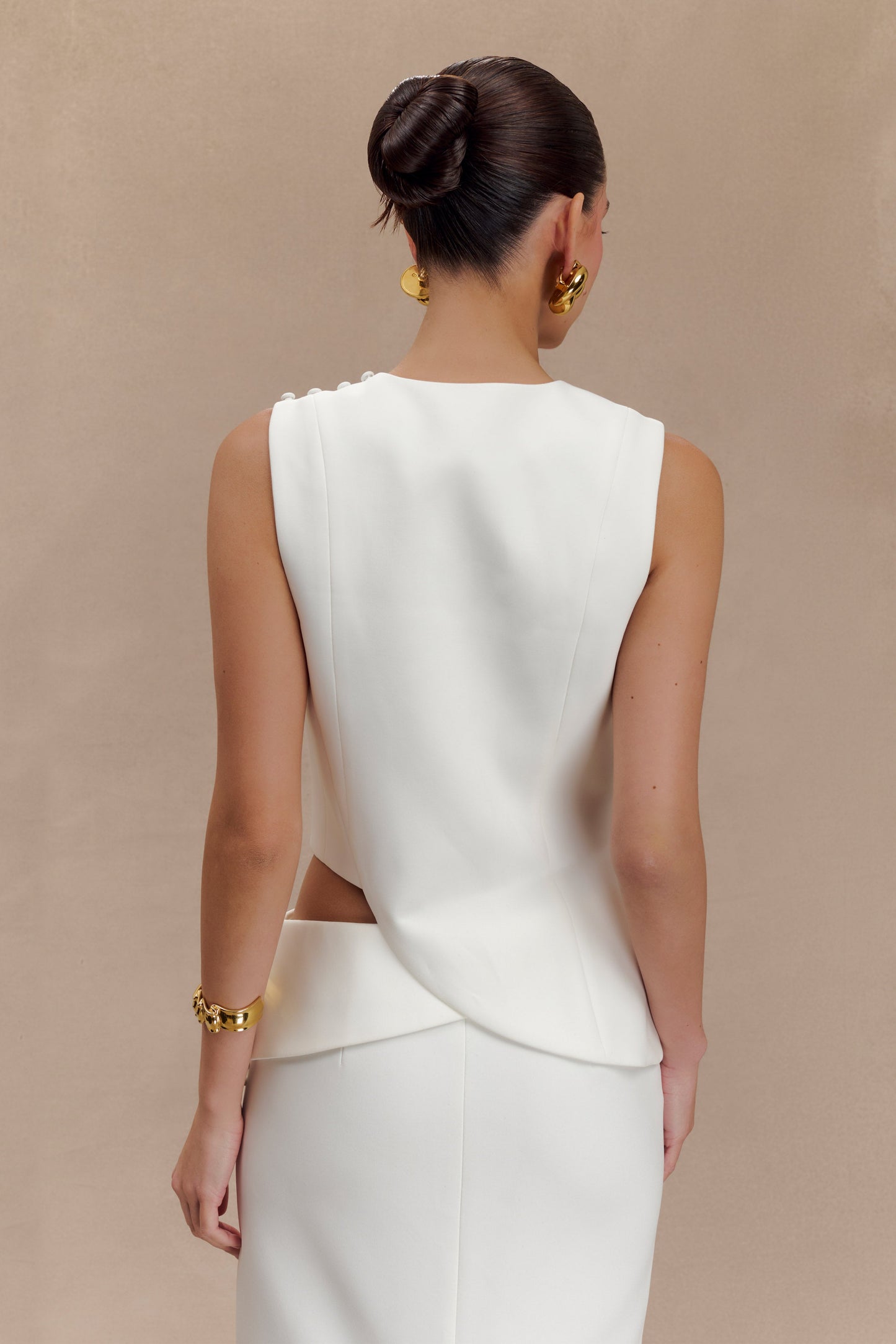 Top asymétrique sans manches pour tailleur Astrid - Blanc