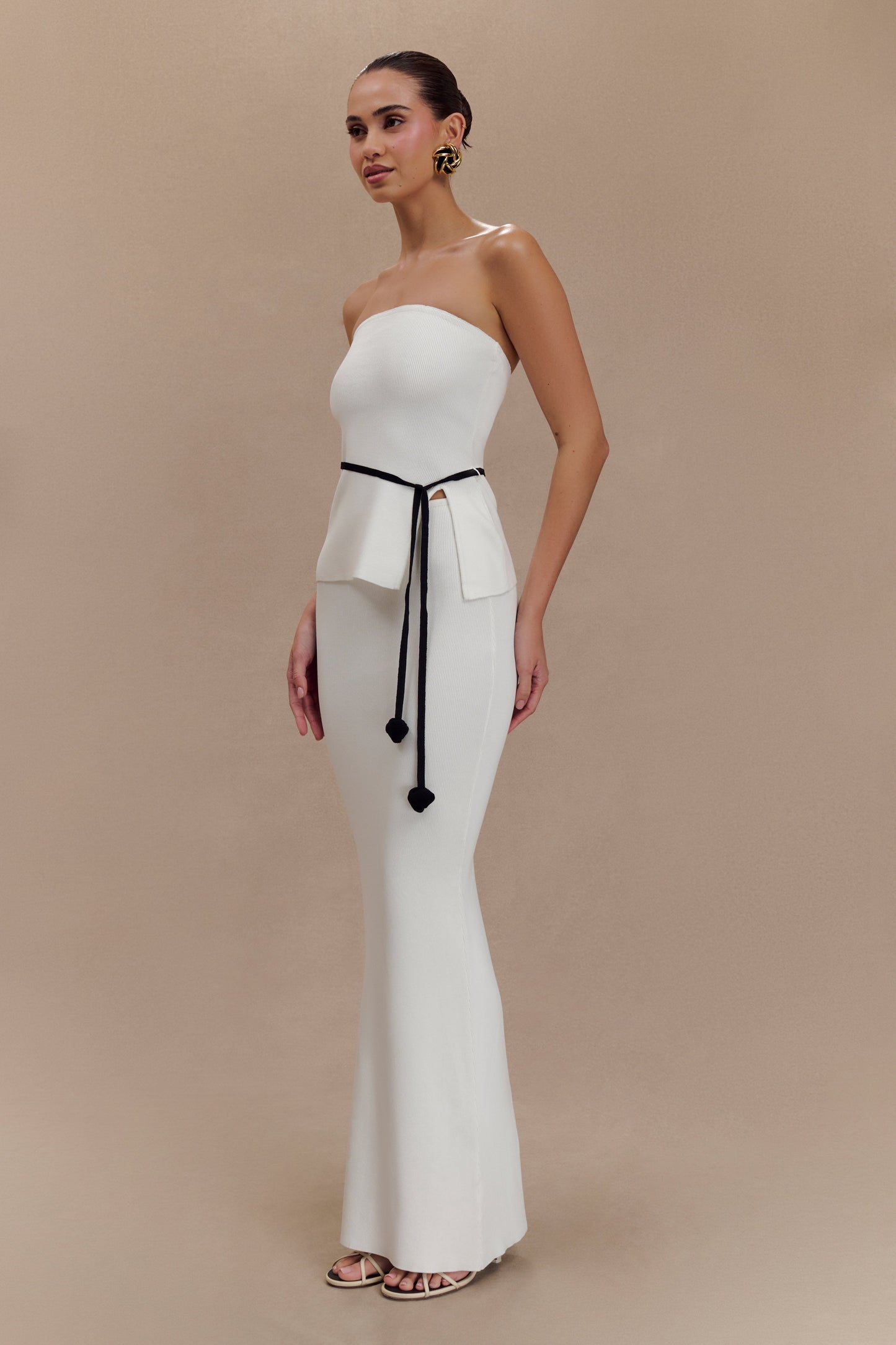 Jupe Maxi Tricot Queue de Poisson Keaton - Blanche