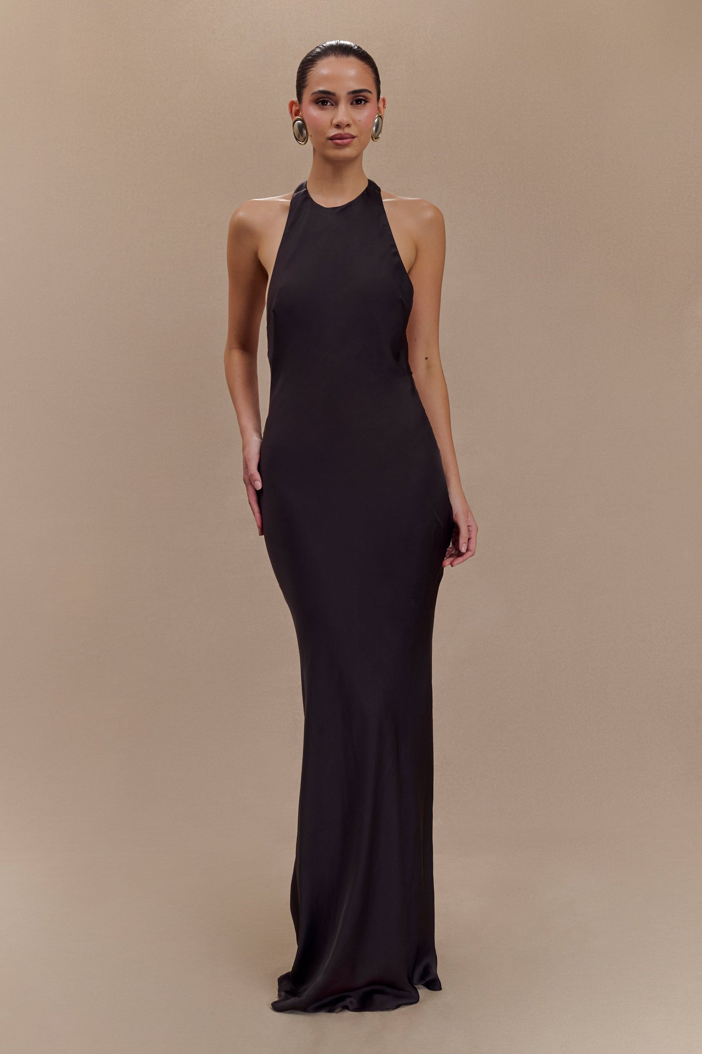 Robe Maxi Satinée à Décolleté Croisé Rinna - Noir