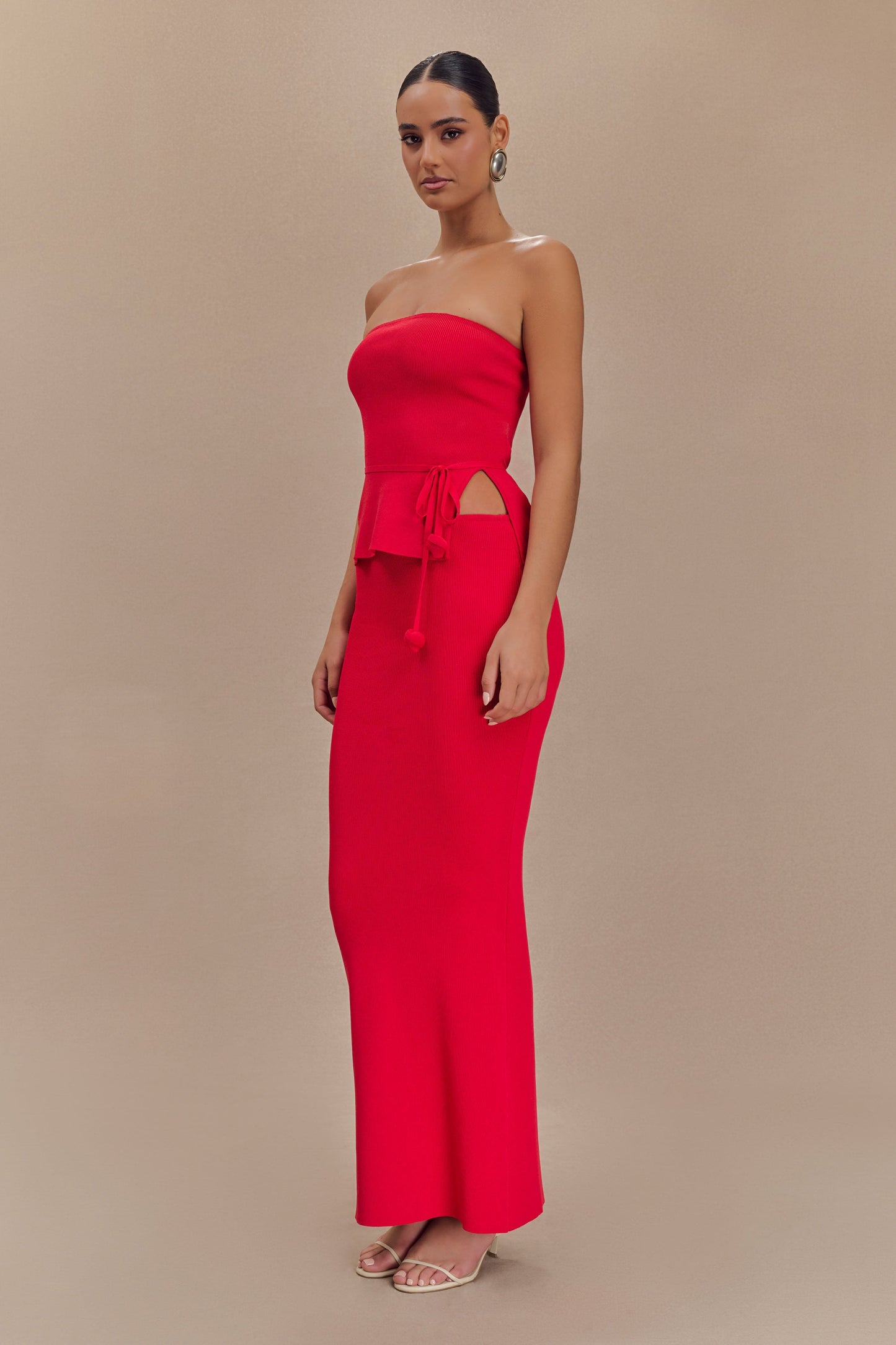 Jupe Maxi Tricot Queue de Poisson Keaton - Rouge