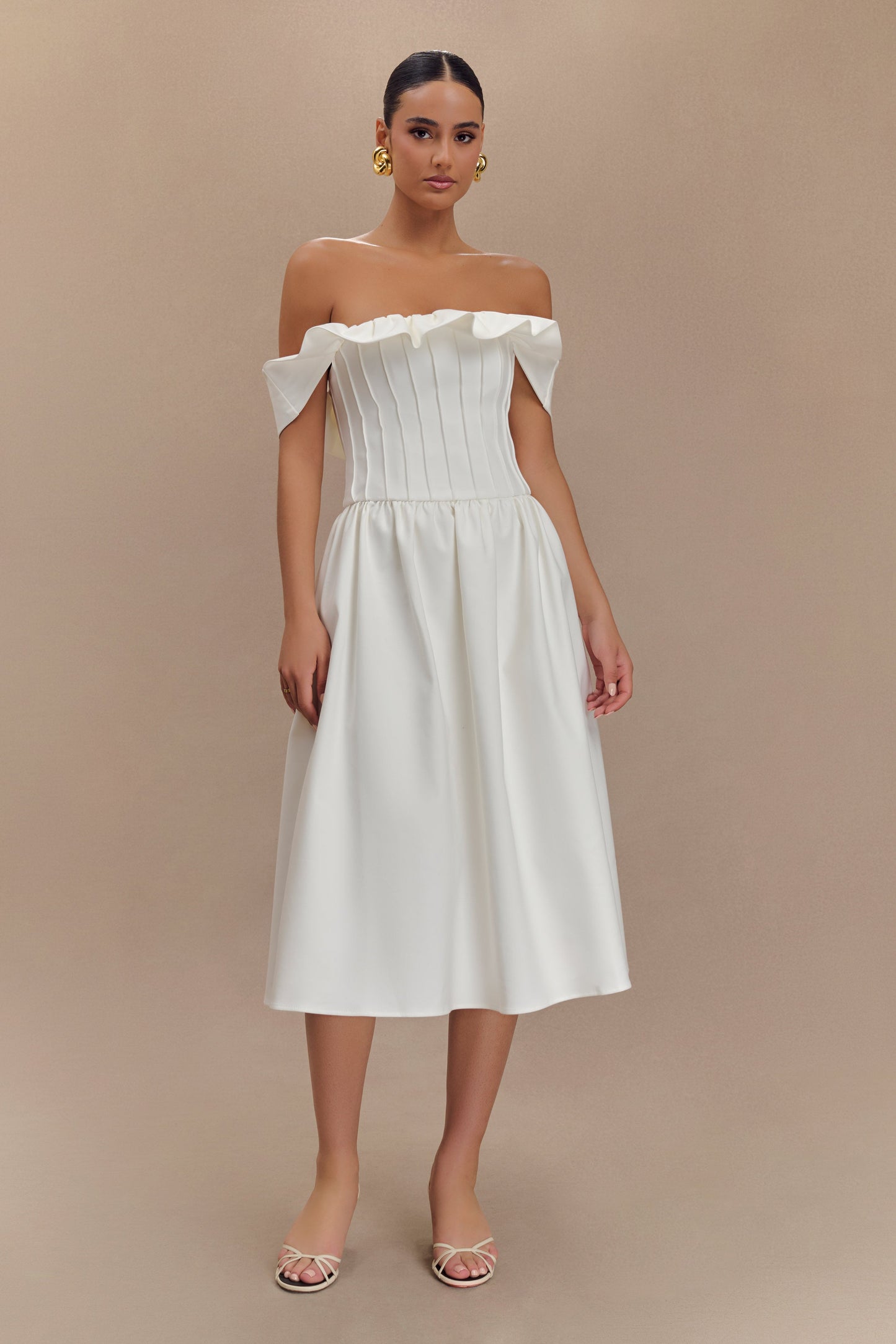 Robe midi en coton Orla sans bretelles - Blanc