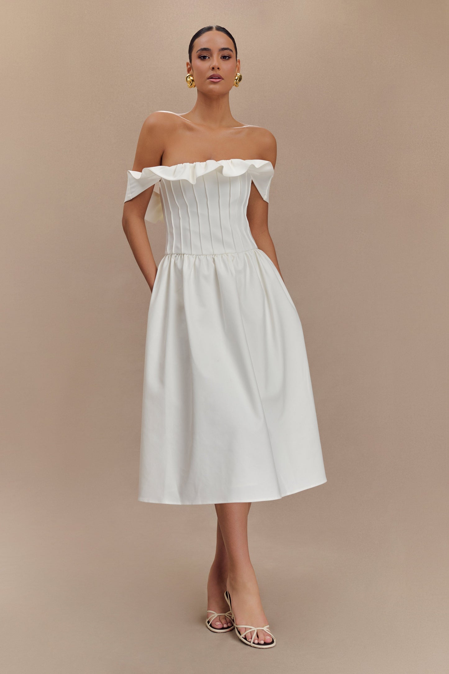 Robe midi en coton Orla sans bretelles - Blanc