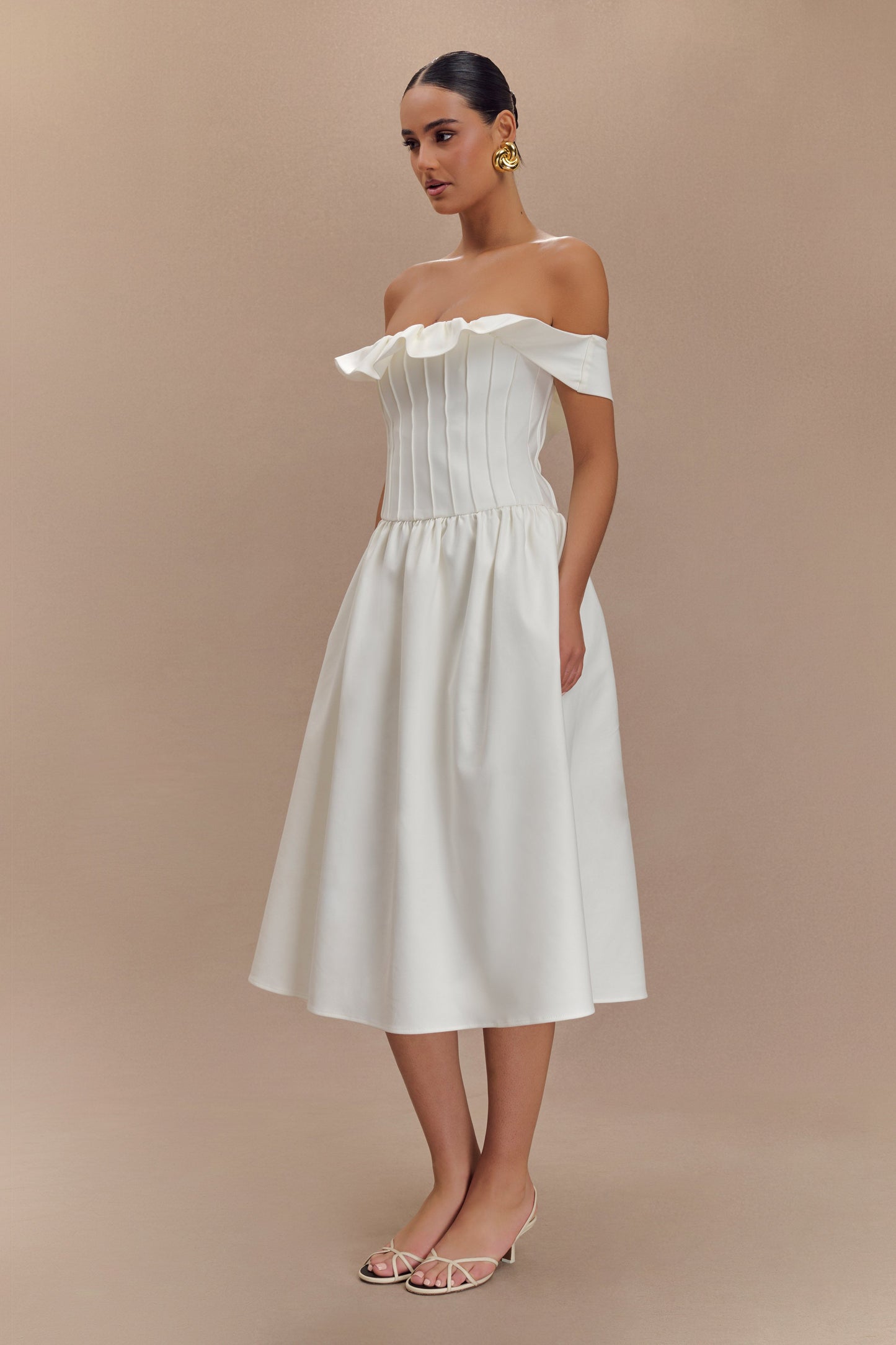 Robe midi en coton Orla sans bretelles - Blanc