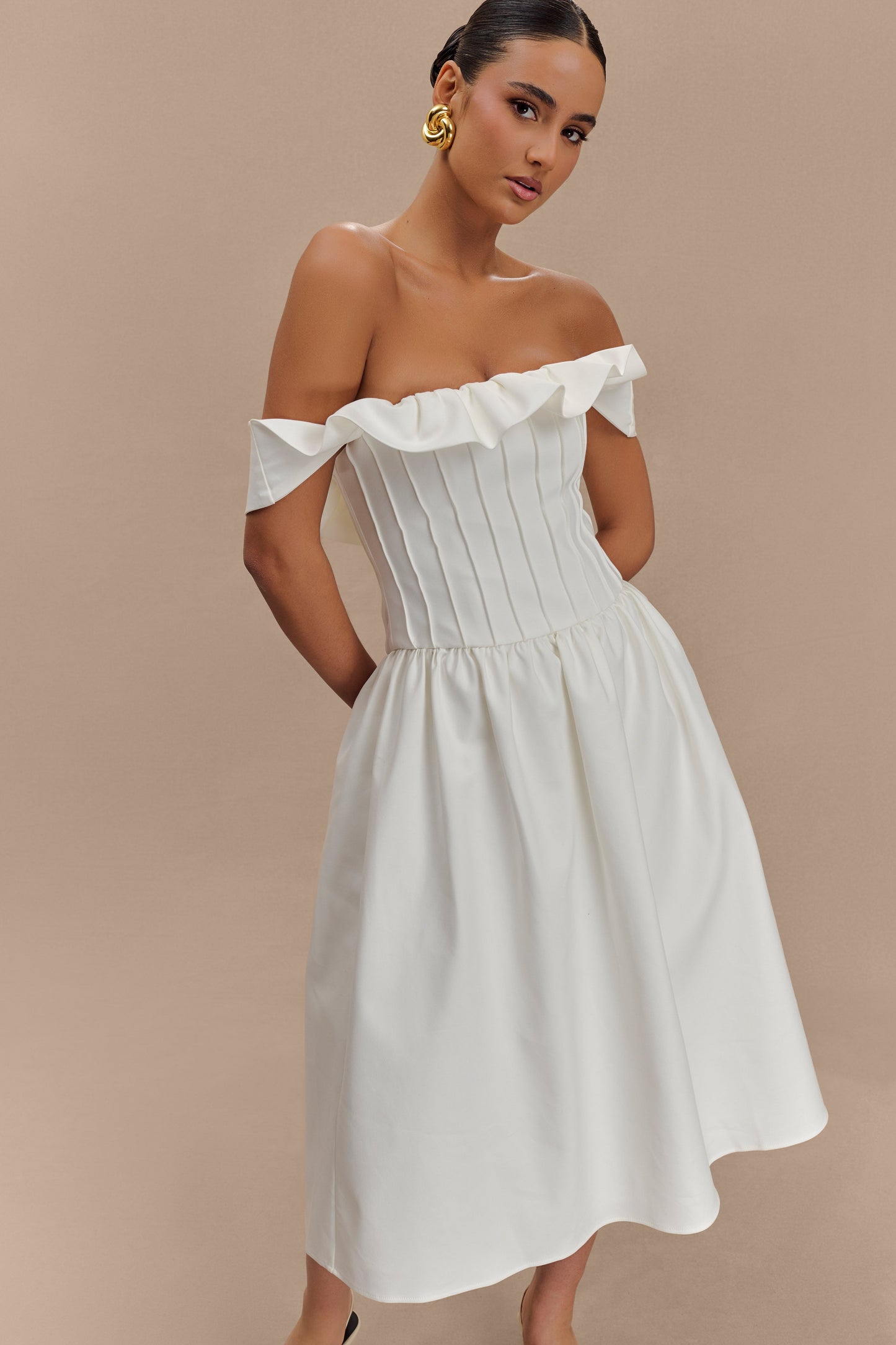 Robe midi en coton Orla sans bretelles - Blanc