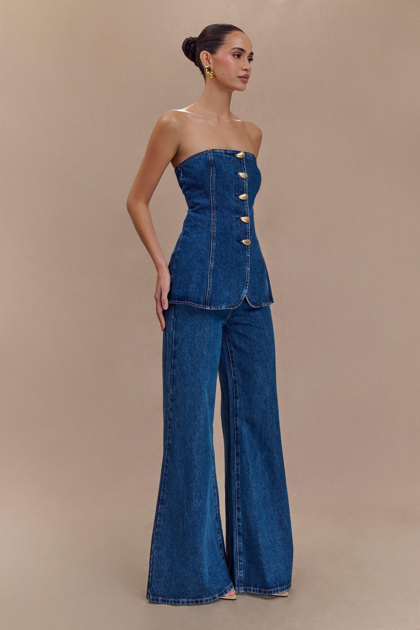 Jean flare à large jambe Jen - Bleu foncé