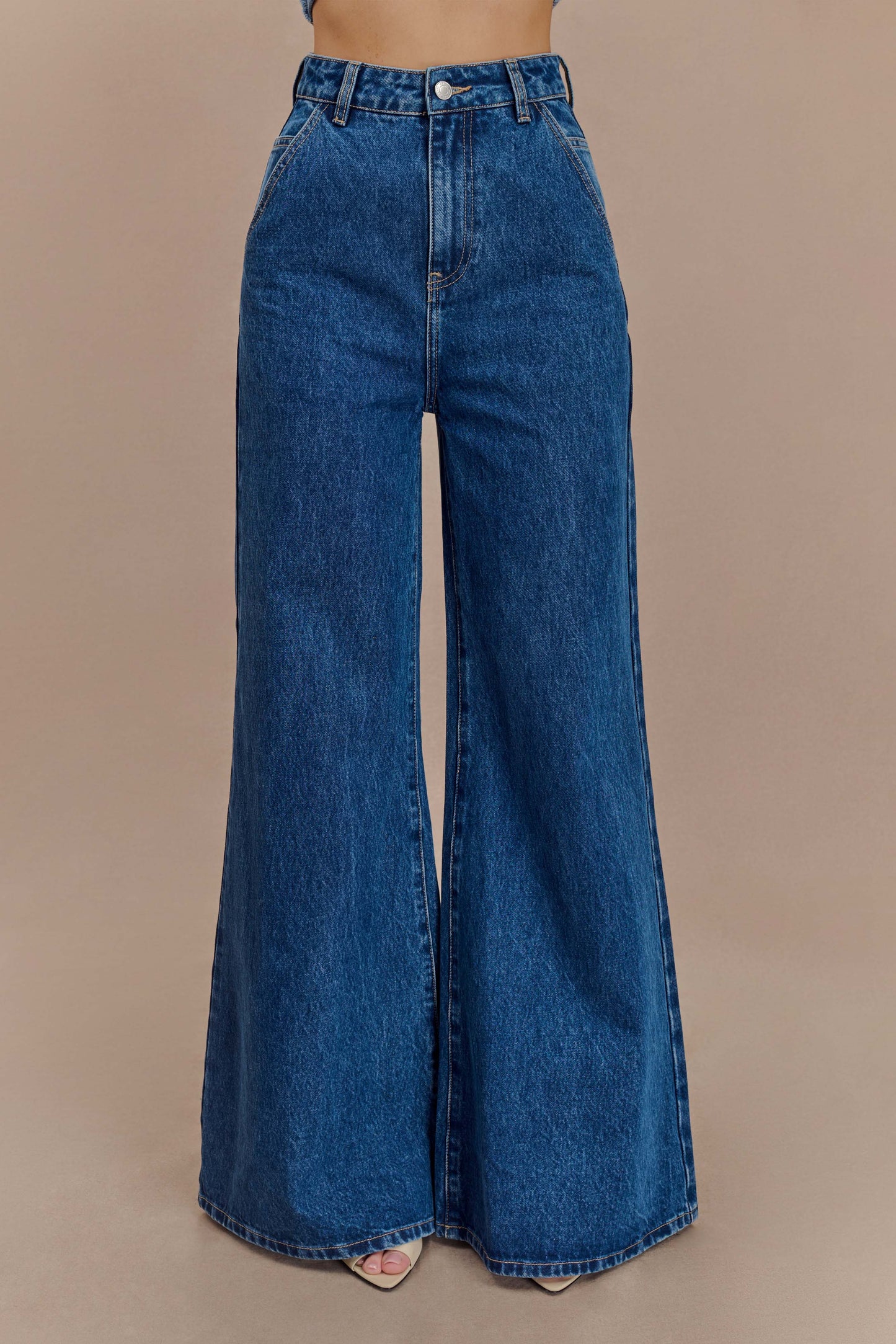 Jean flare à large jambe Jen - Bleu foncé