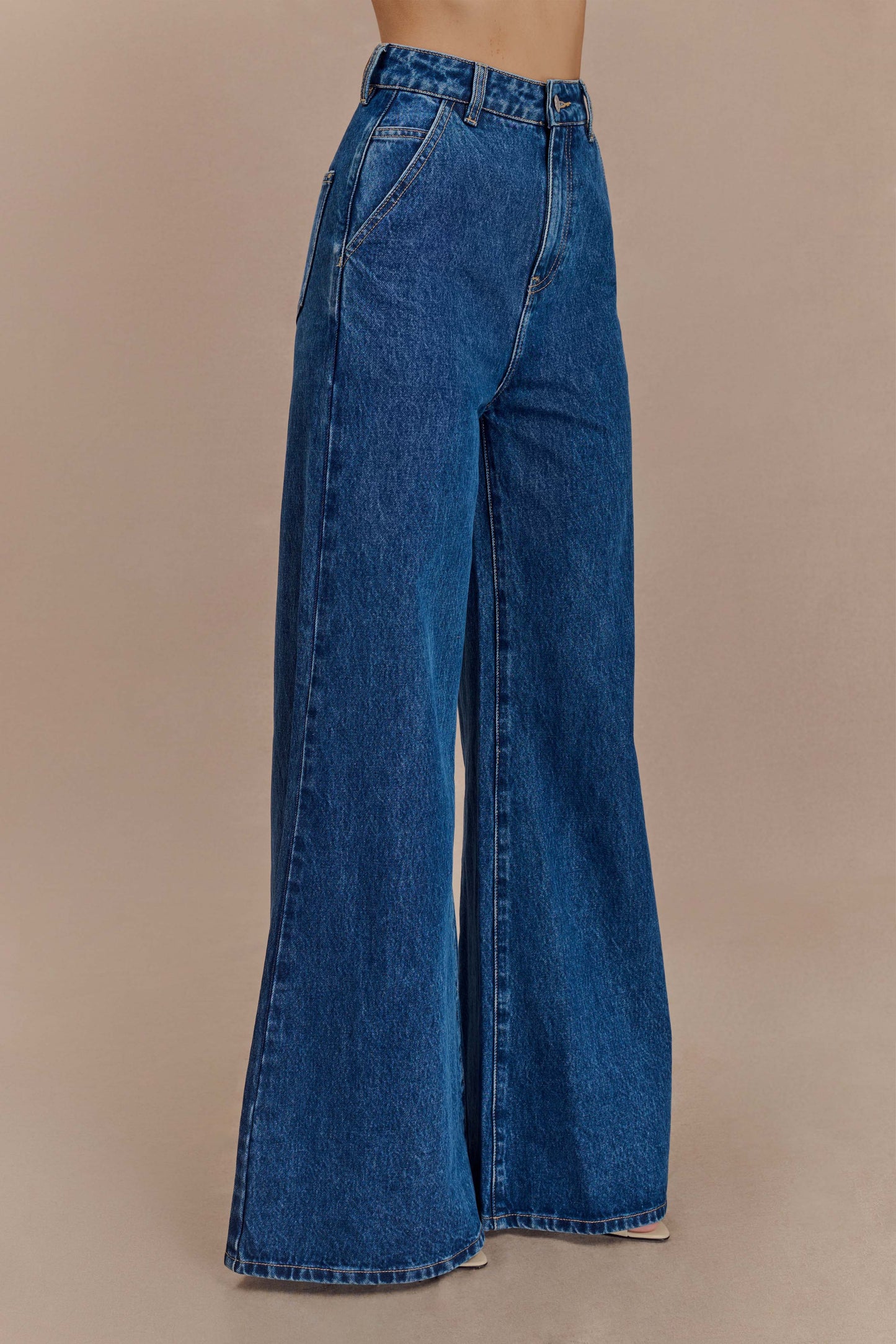 Jean flare à large jambe Jen - Bleu foncé