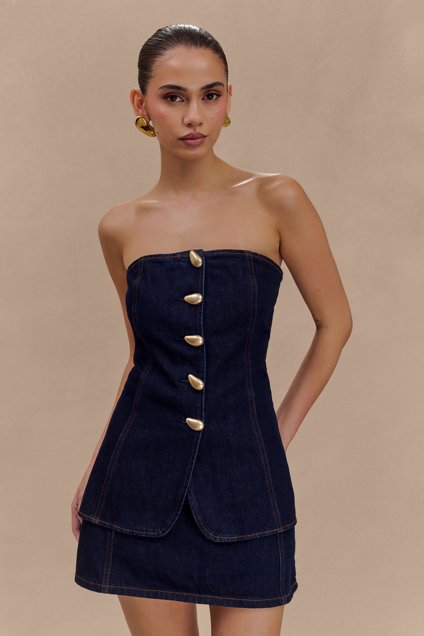 Rosalyn Mini Jupette en Jean - Bleu Indigo