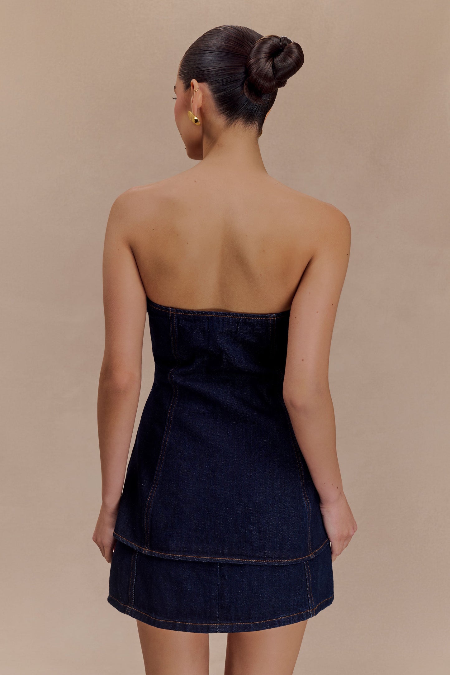 Haut sans bretelles à boutonnage intégral Lennox - Bleu indigo