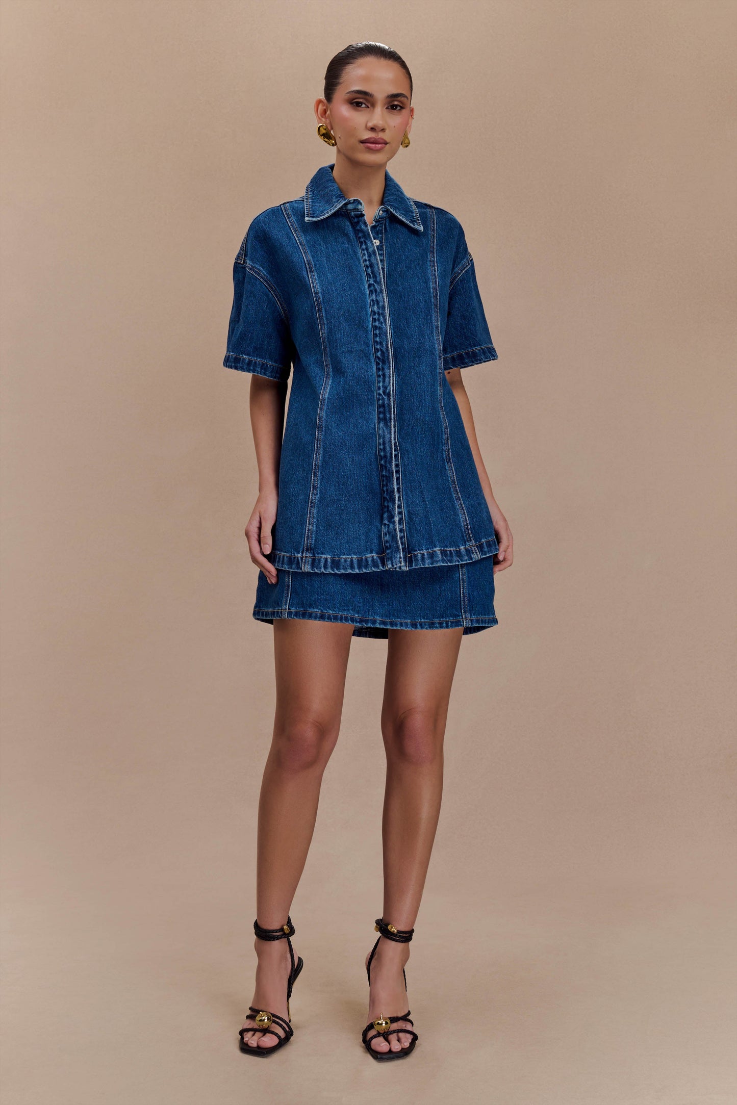 Chemise en jean oversize Maya - Bleu foncé