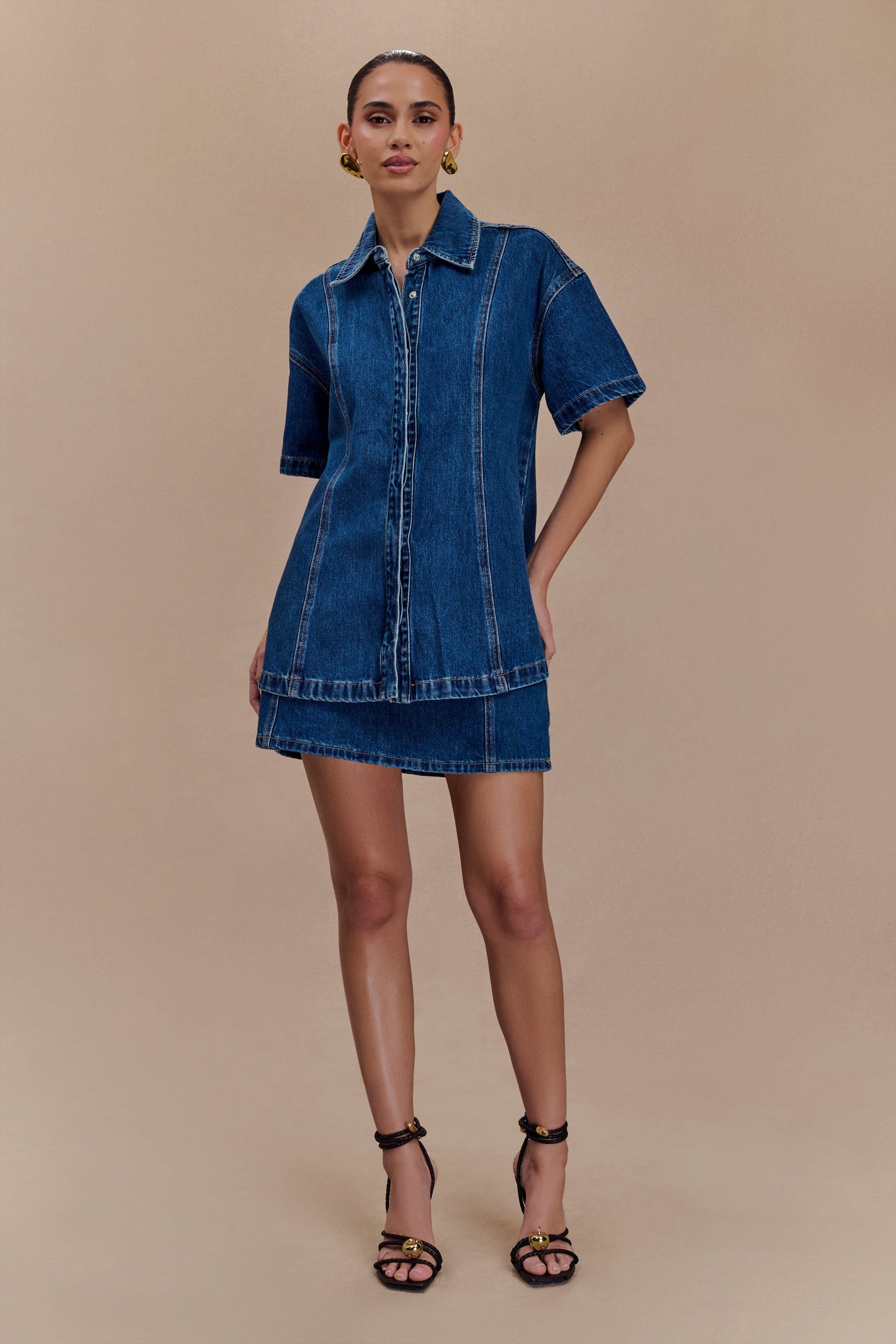 Chemise en jean oversize Maya - Bleu foncé