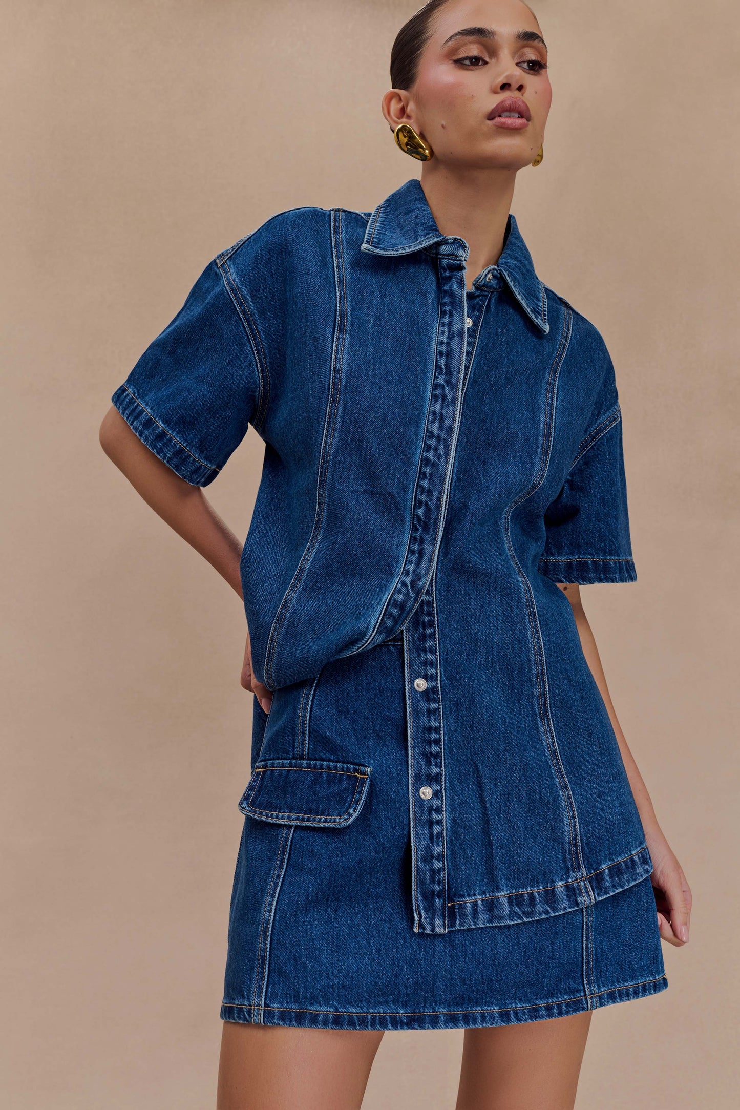 Rosalyn Mini Jupette en Jean - Bleu Foncé