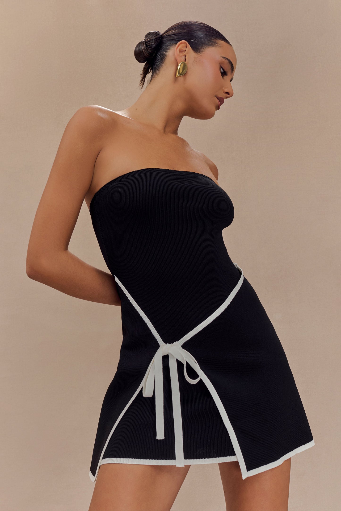Rian Mini-robe en tricot sans bretelles - Noir
