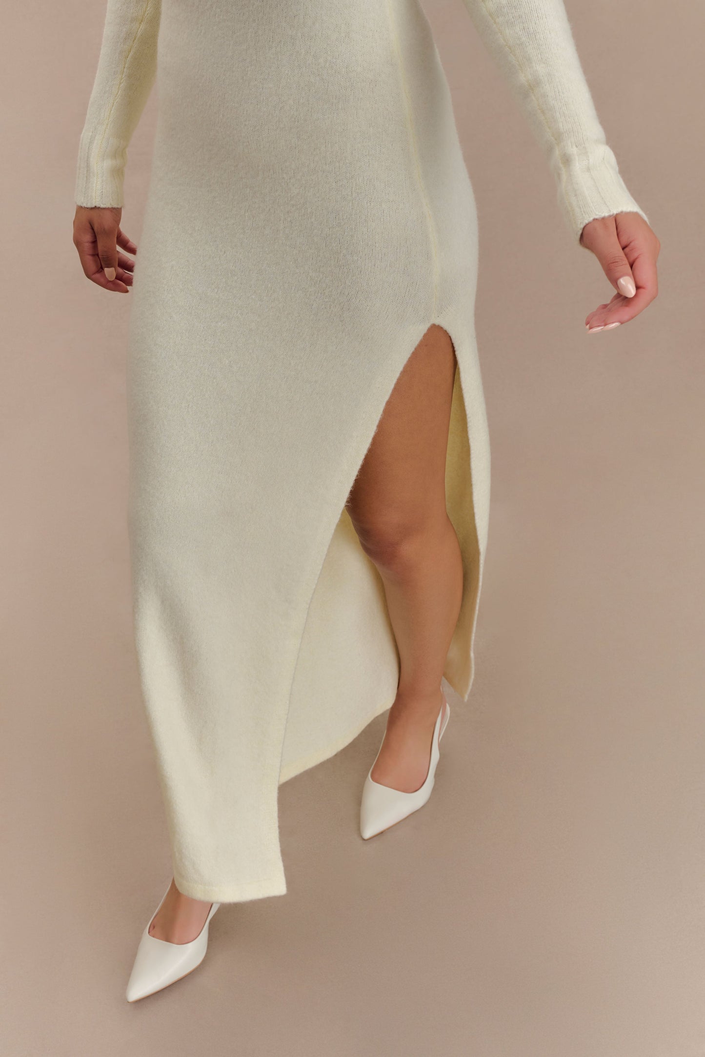 Robe Maxi Tricoté Réversible Alessandra - Ivoire Marbré