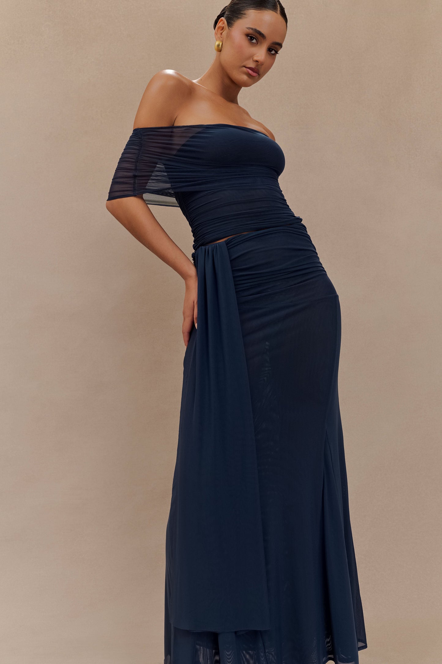 Jupe Maxi en Maille Arna - Bleu Nuit