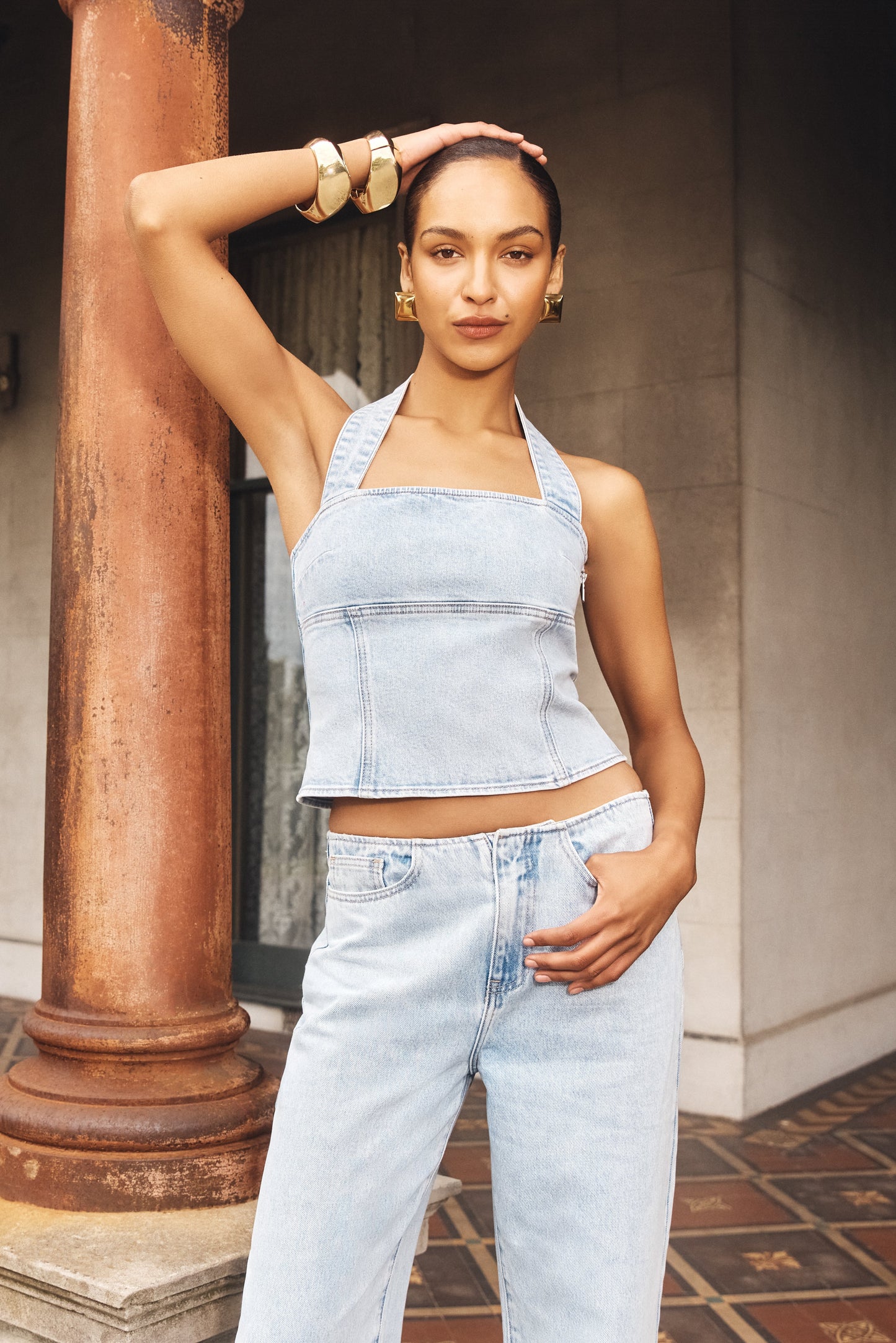 Halter en jean Dayna - Bleu clair