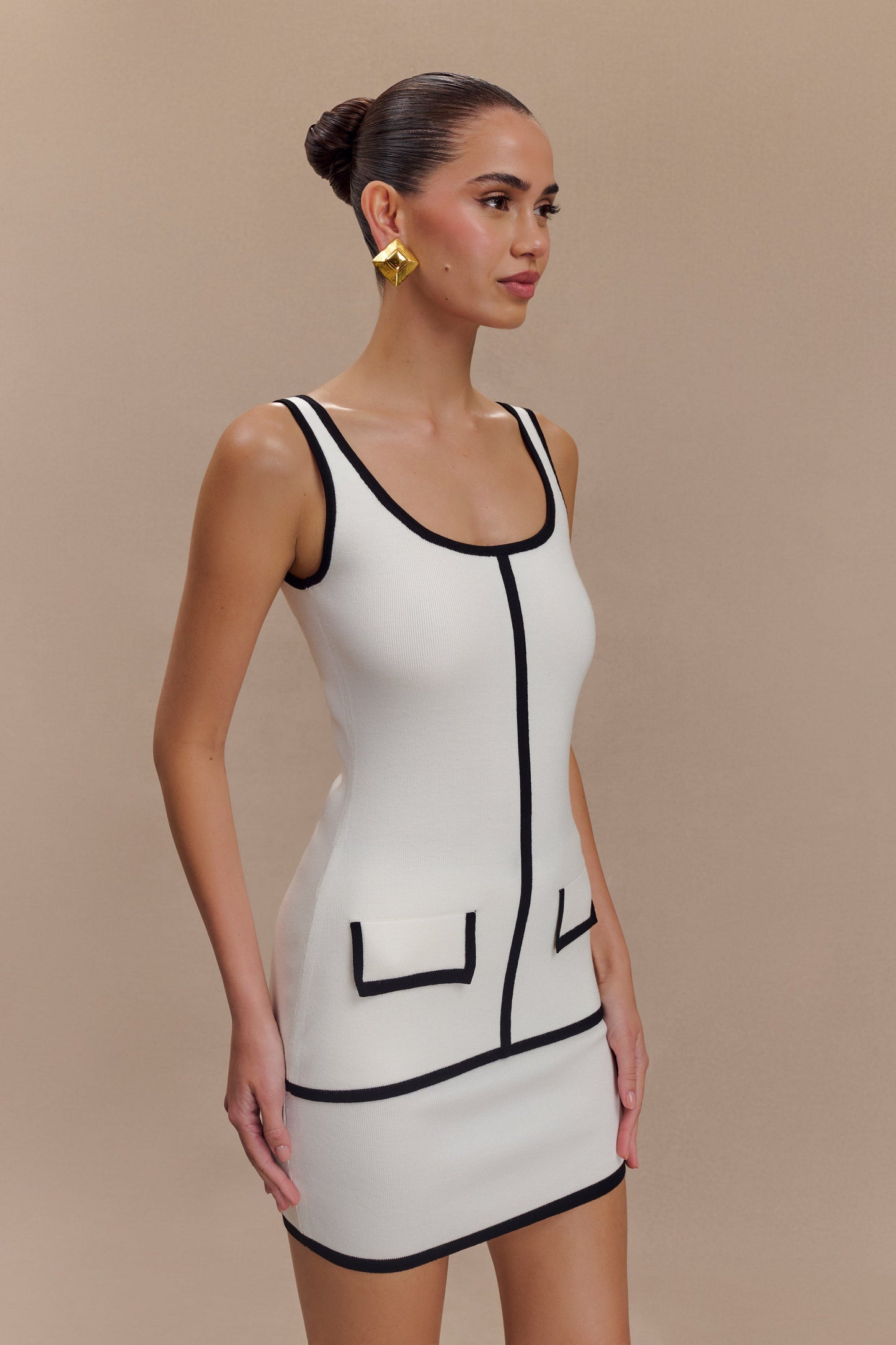 Top en Tricot Contrastant Becky - Ivoire et Noir
