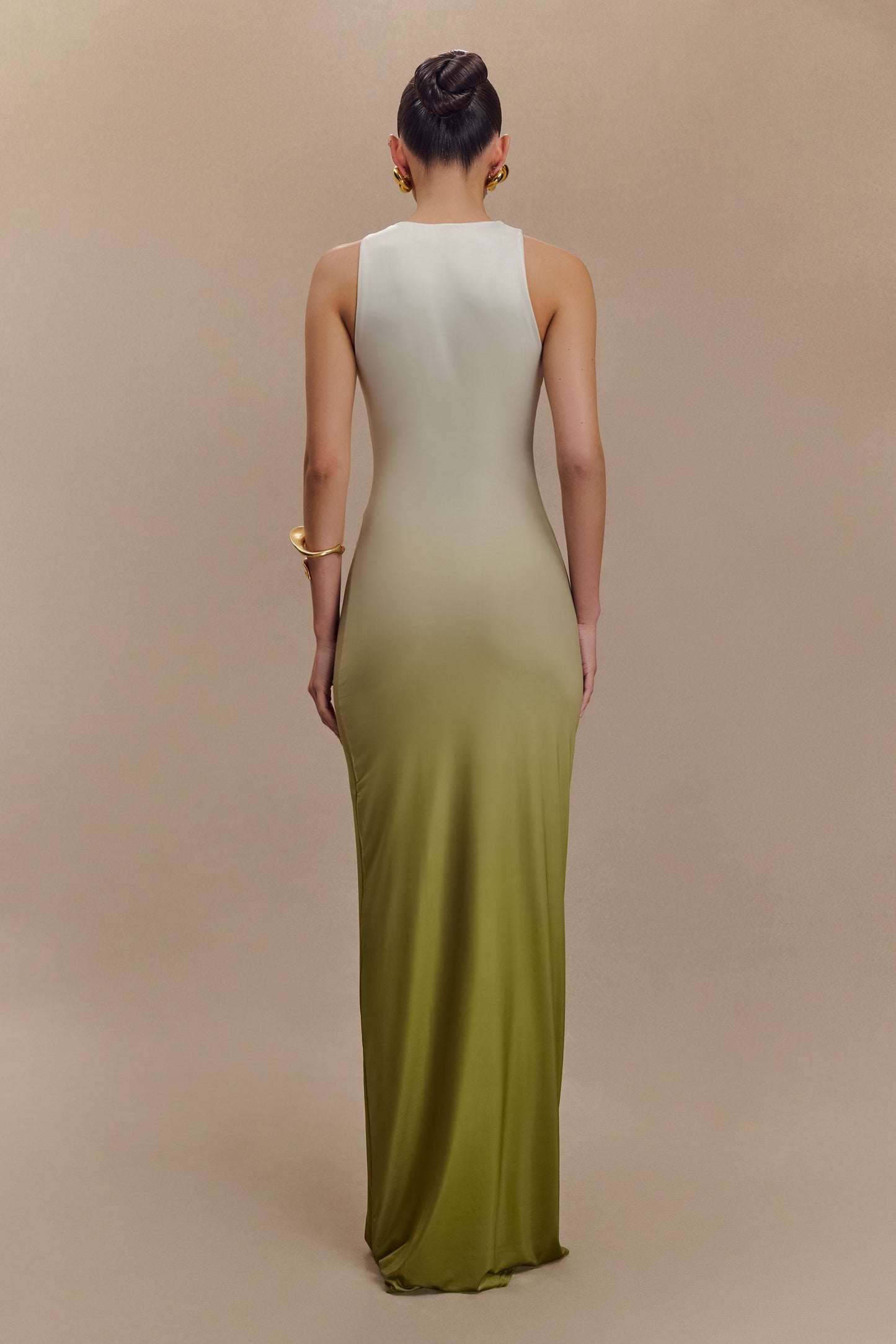 Robe Maxi Stella Dégradée et Étroite - Vert Olive Vintage Ombré