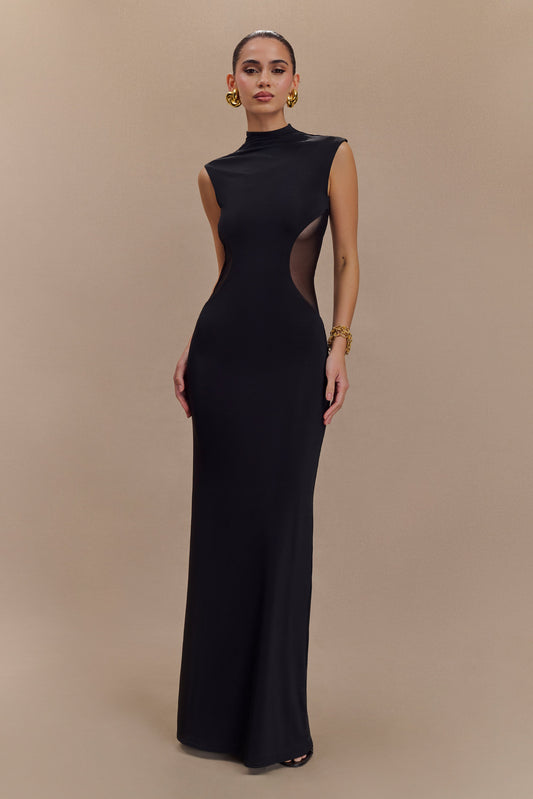 Robe Maxi Massie en Jersey et Maille - Noir