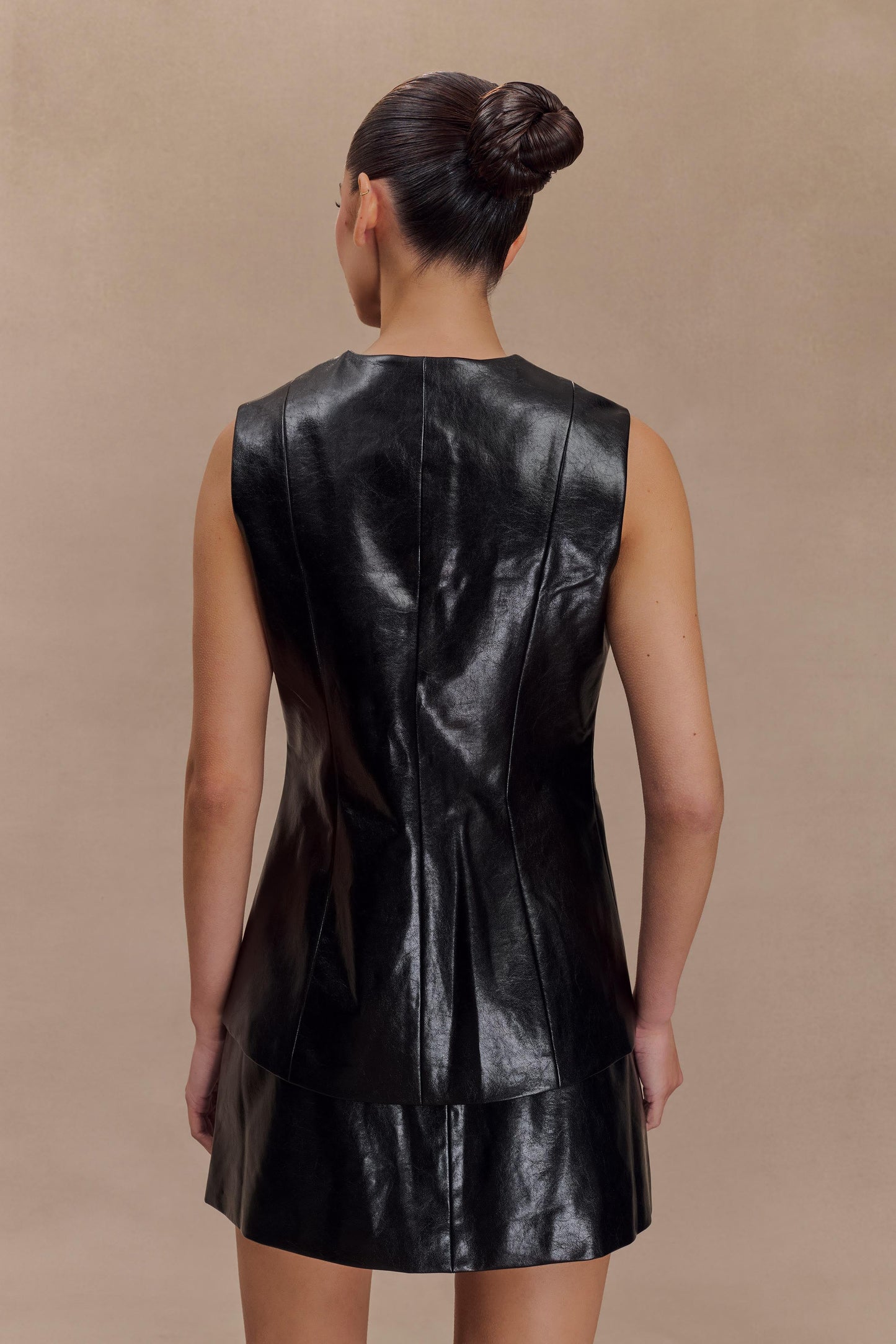 Gilet sans manches en simili cuir Coralia - Noir