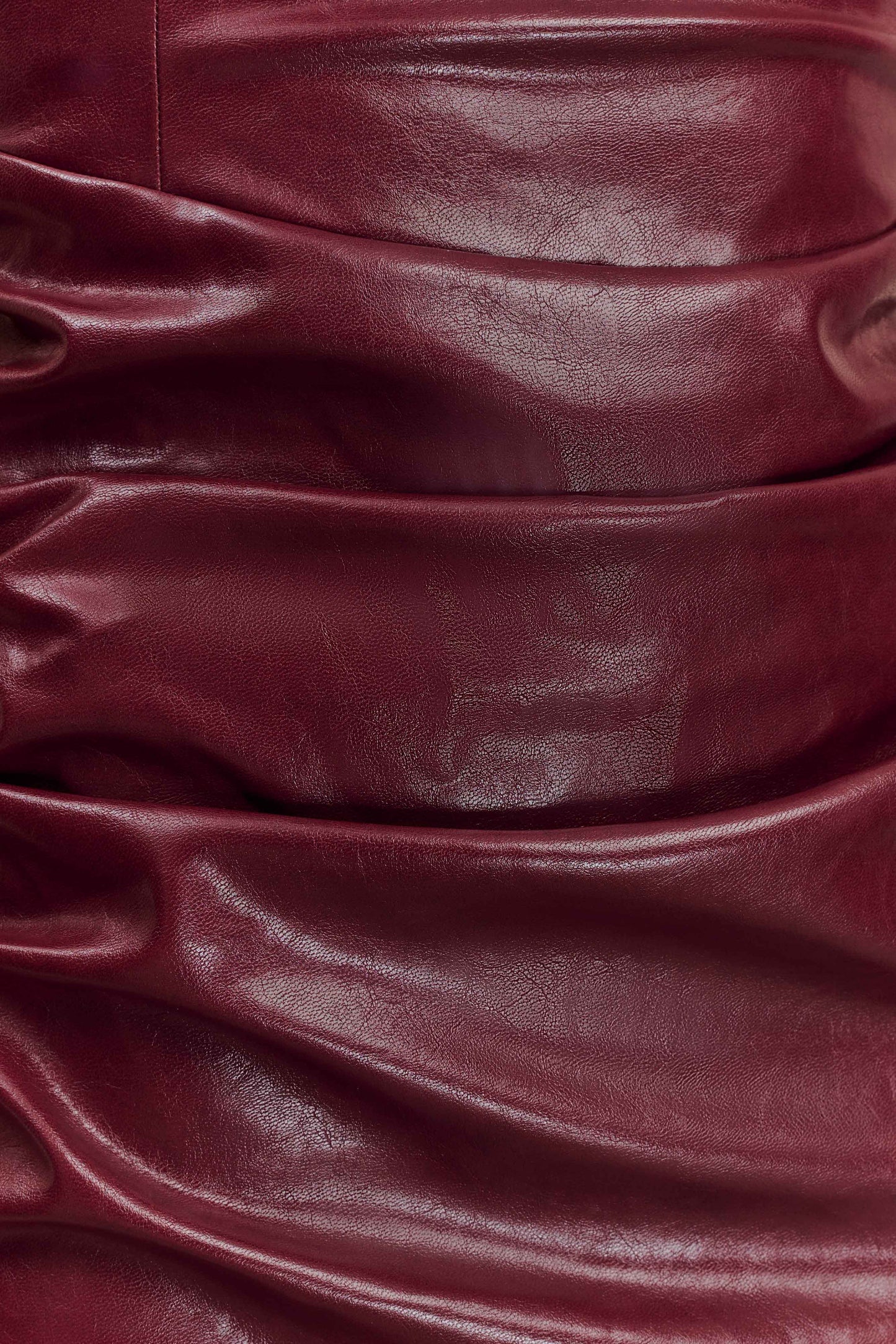 Robe Sonia en simili cuir, longueur midi - Rouge cerise