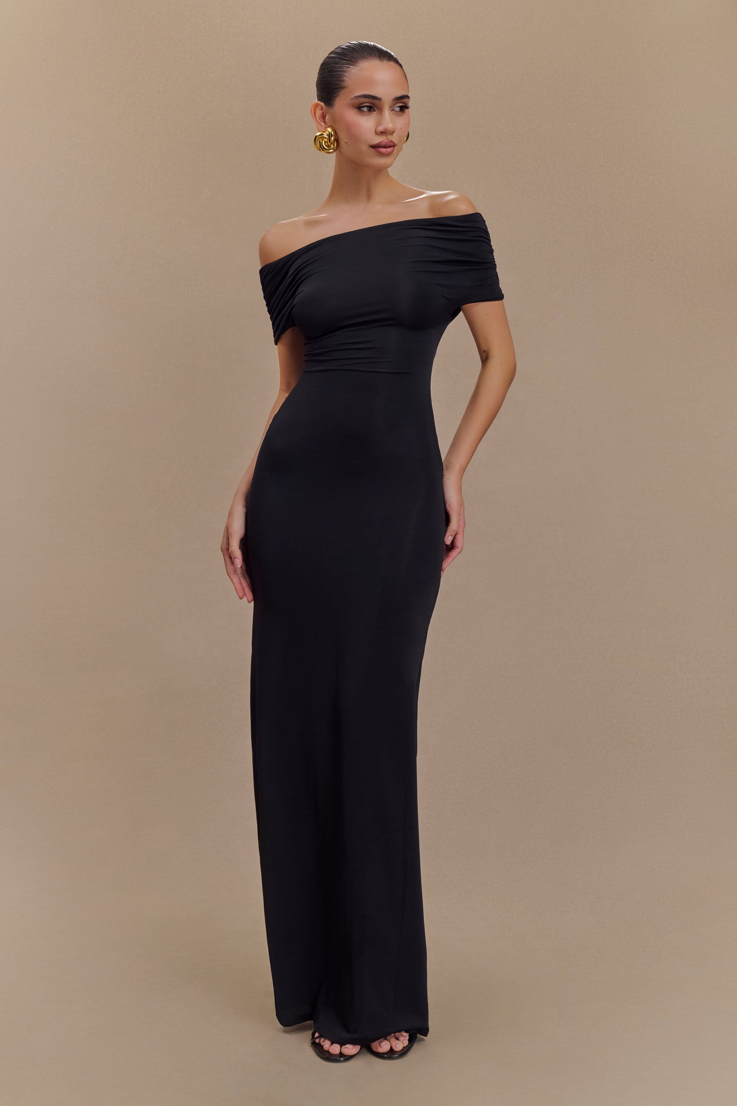 Imogen Robe Maxi Évasée Décolletée - Noir