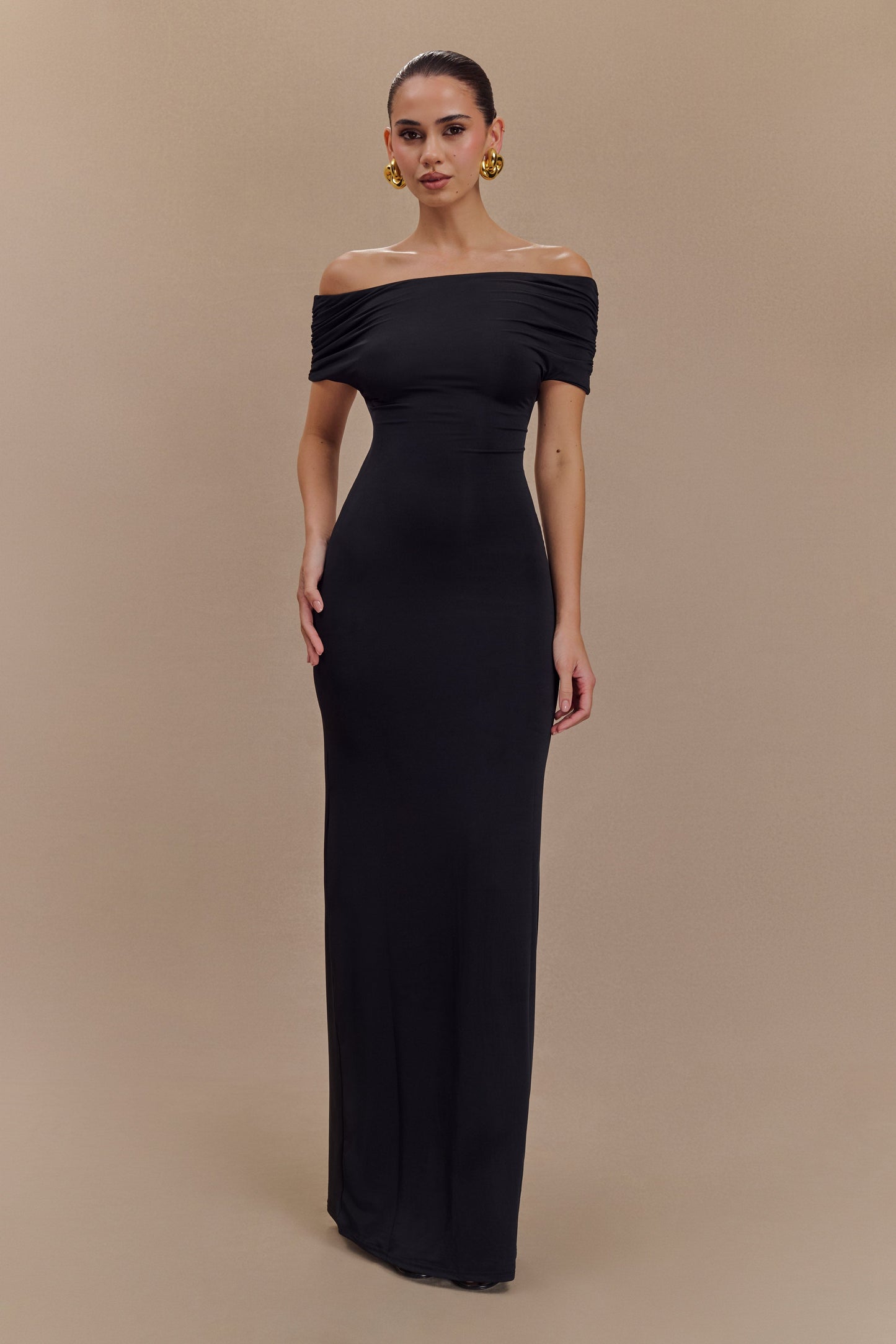 Imogen Robe Maxi Évasée Décolletée - Noir
