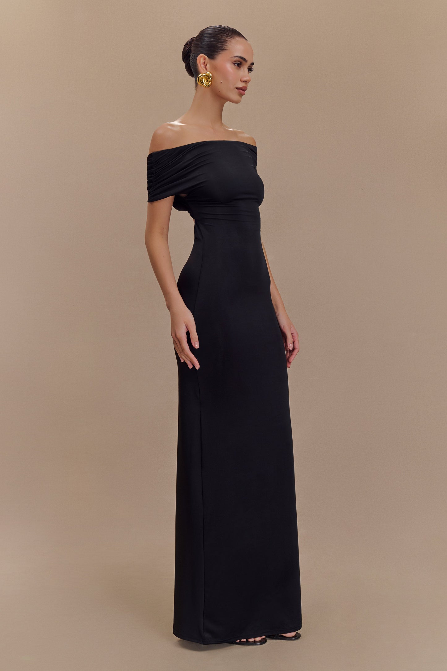 Imogen Robe Maxi Évasée Décolletée - Noir