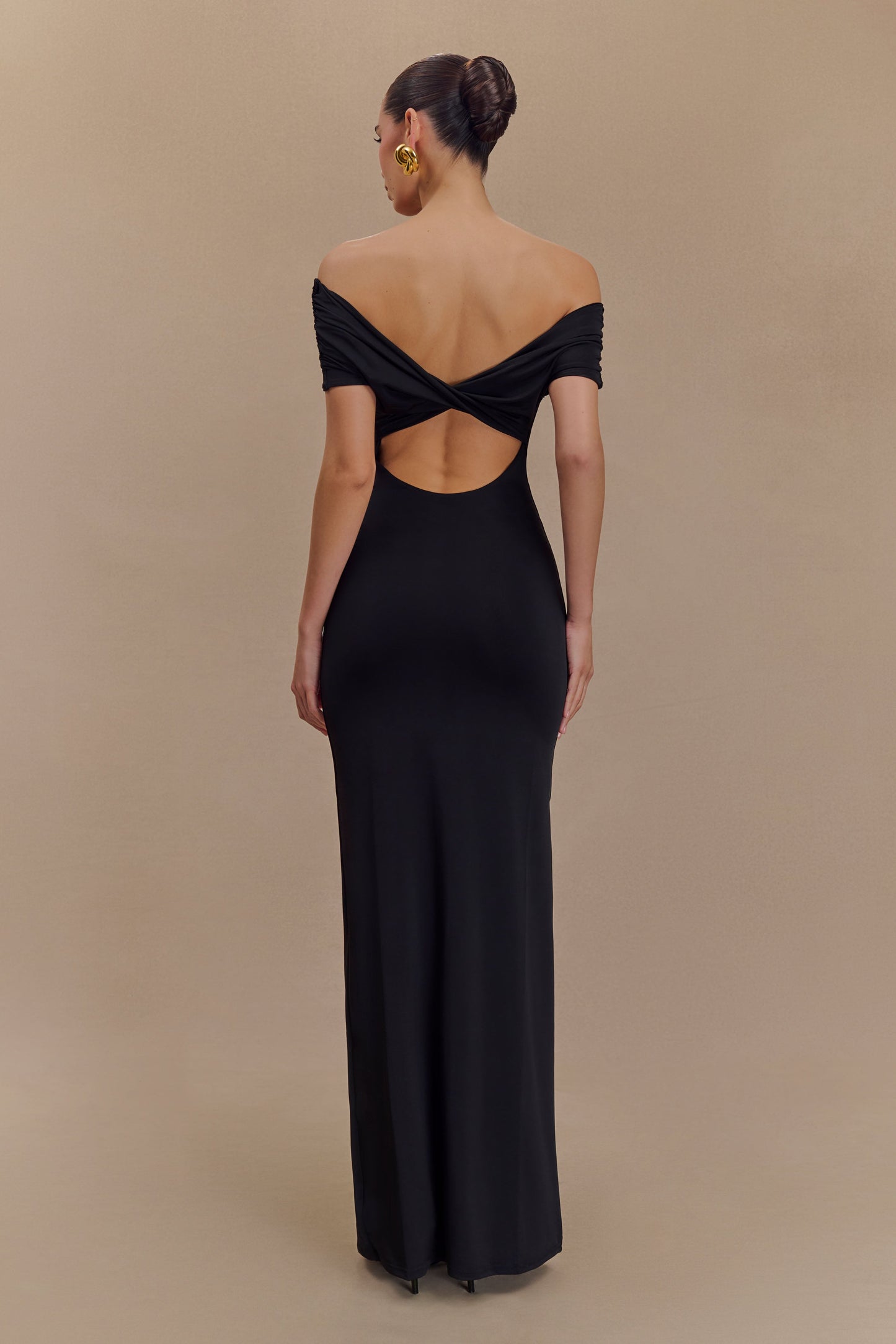 Imogen Robe Maxi Évasée Décolletée - Noir