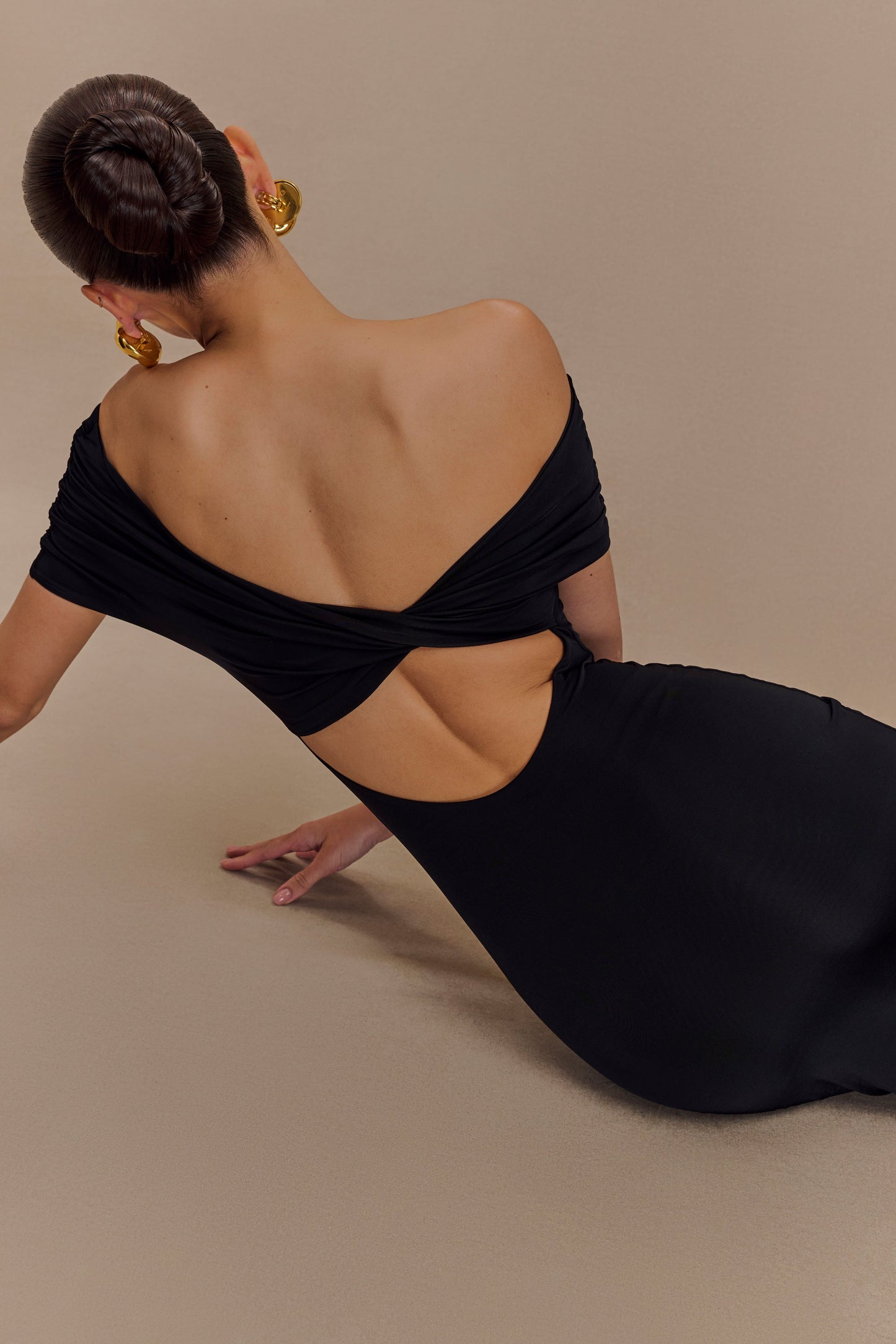 Imogen Robe Maxi Évasée Décolletée - Noir