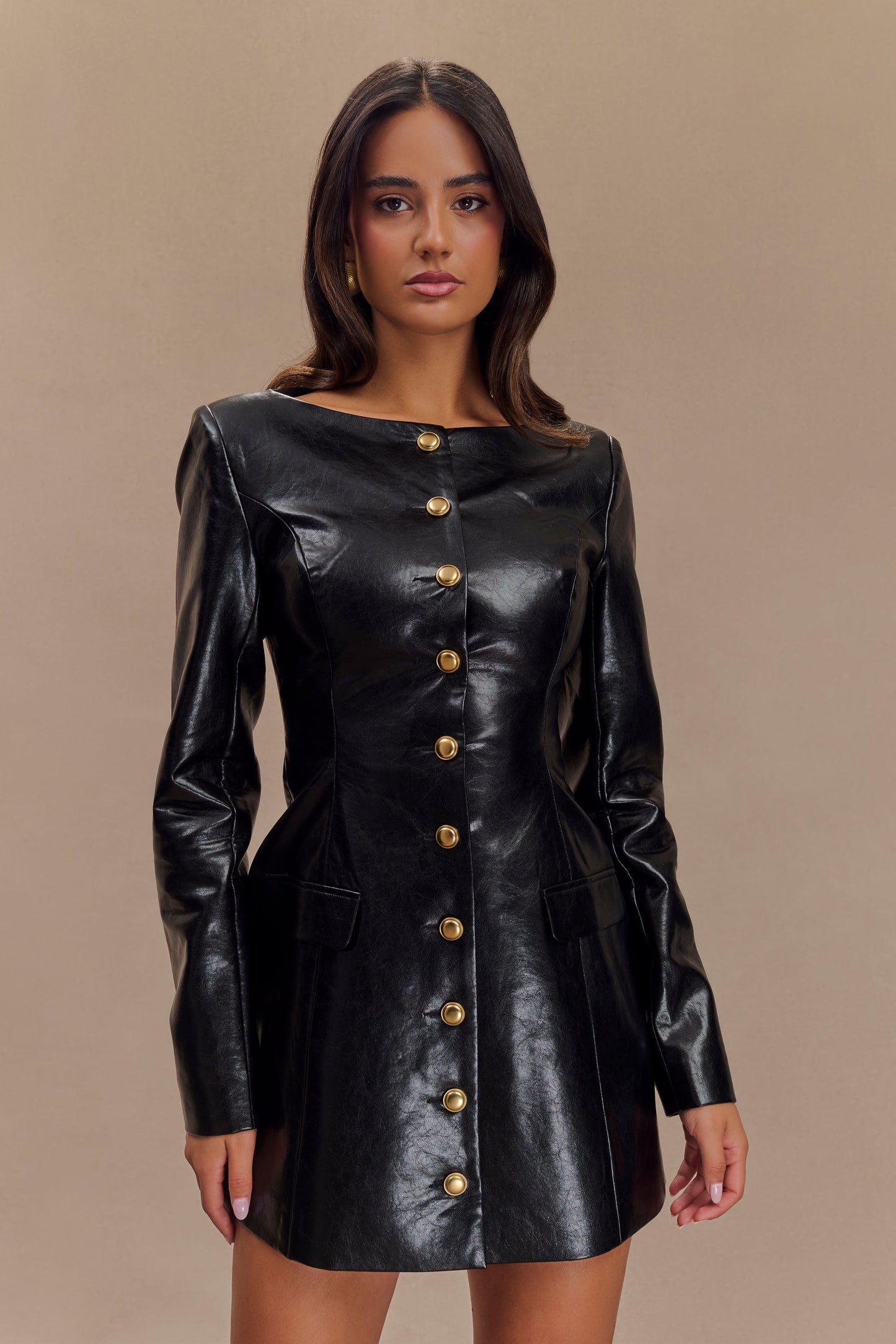Nancy Mini-robe en simili cuir - Noir