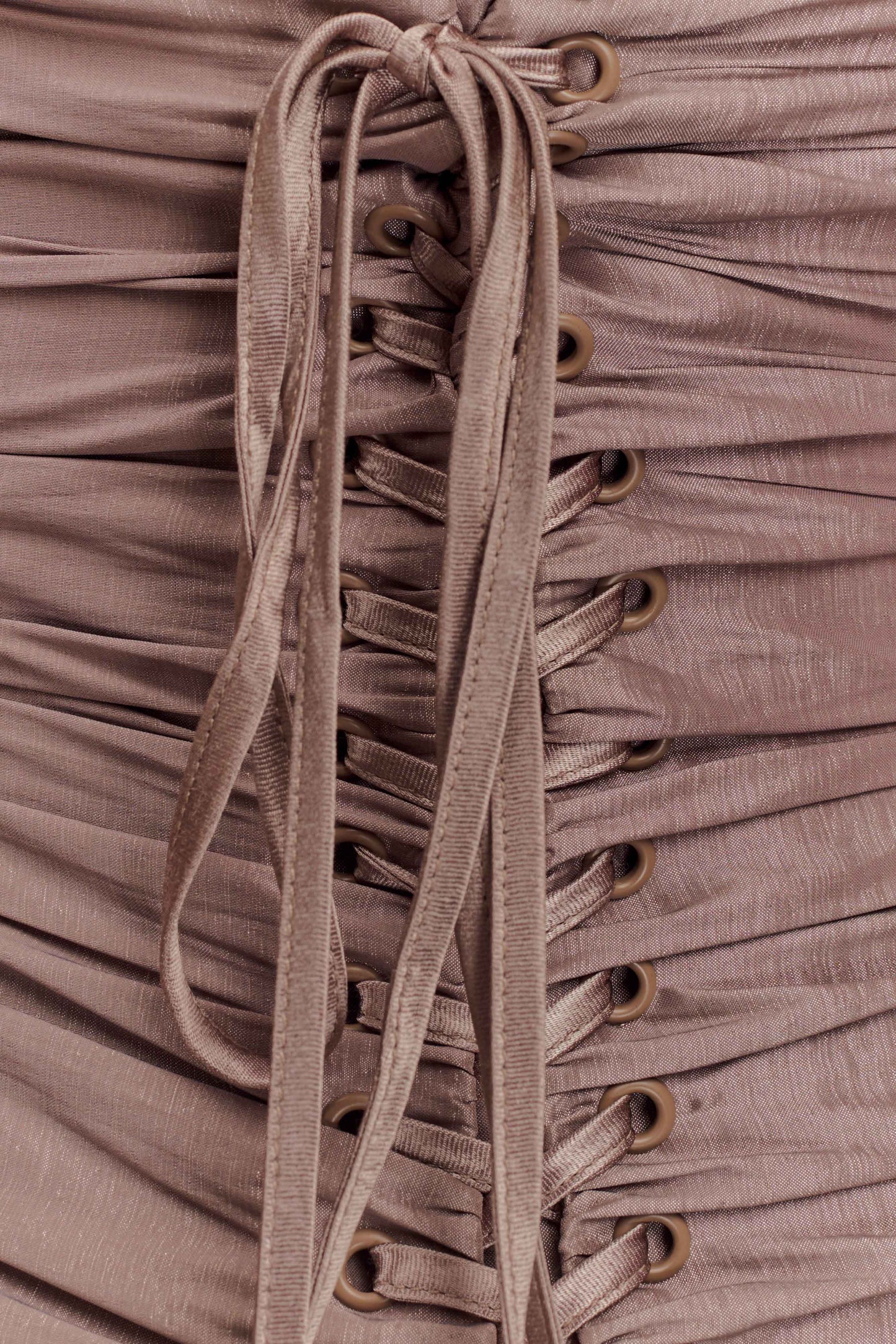 Serena, robe maxi en taffetas sans bretelles - Bronze Taupe