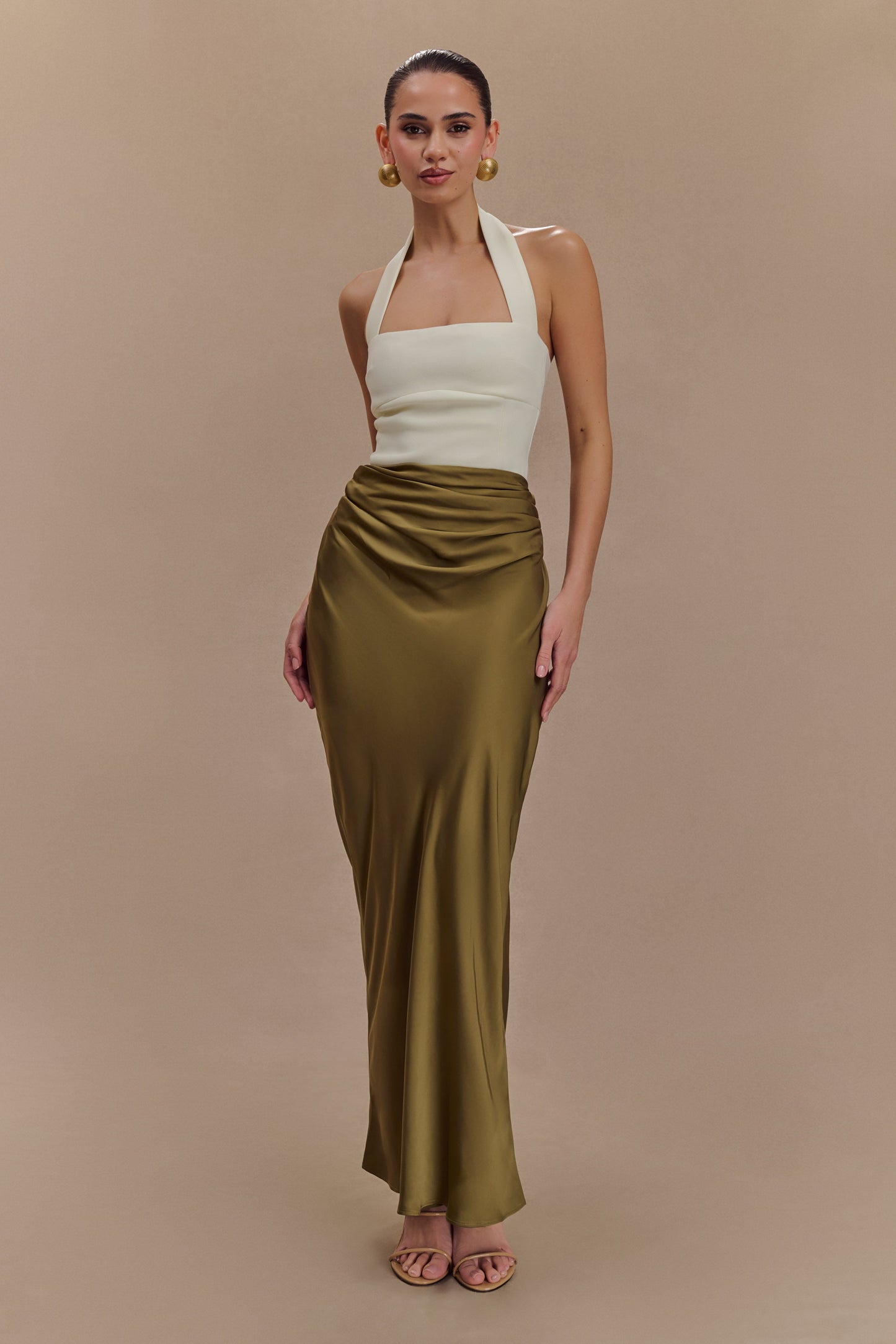 Jupe Maxi Asymétrique en Satin Nicola - Basil