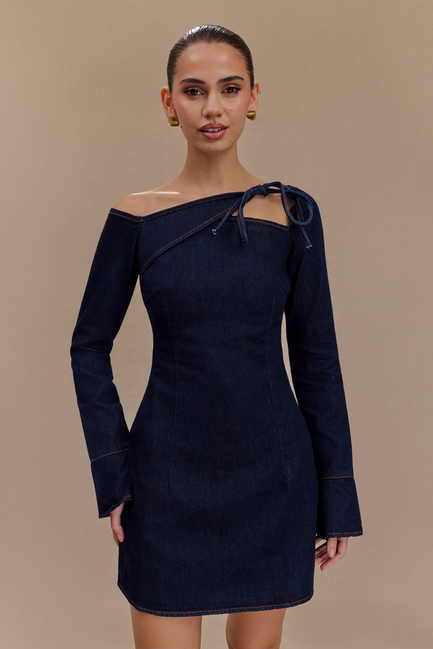 Cece Mini-robe en jean avec lacets - Bleu indigo