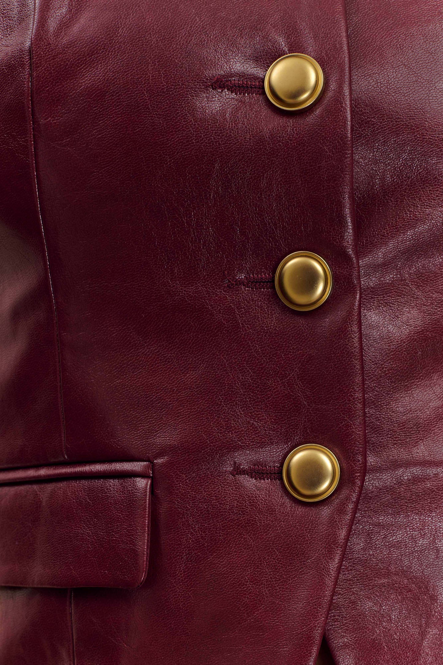 Gilet sans manches en simili cuir Coralia - Rouge cerise