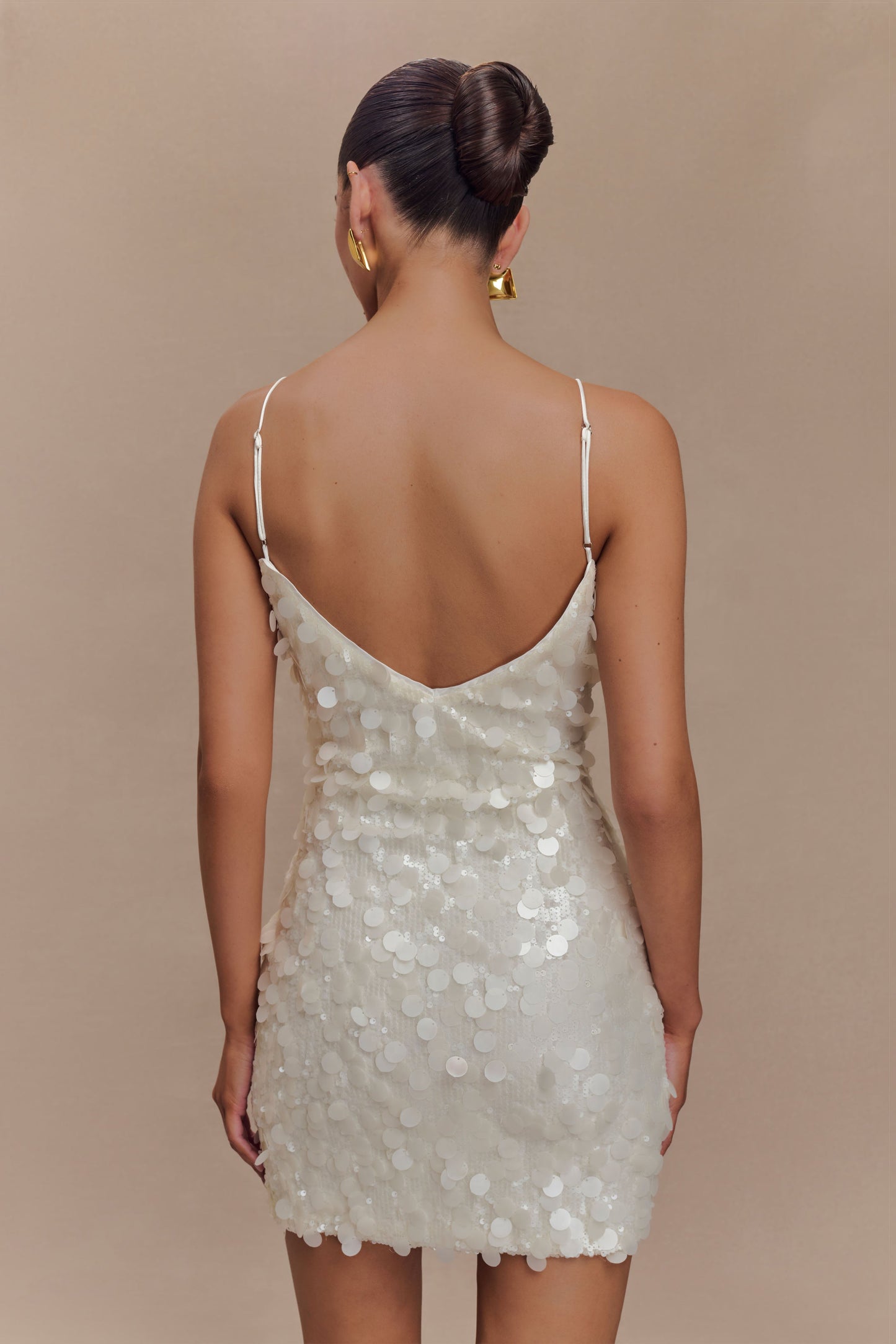 Robe mini Romilly à paillettes - Ivoire