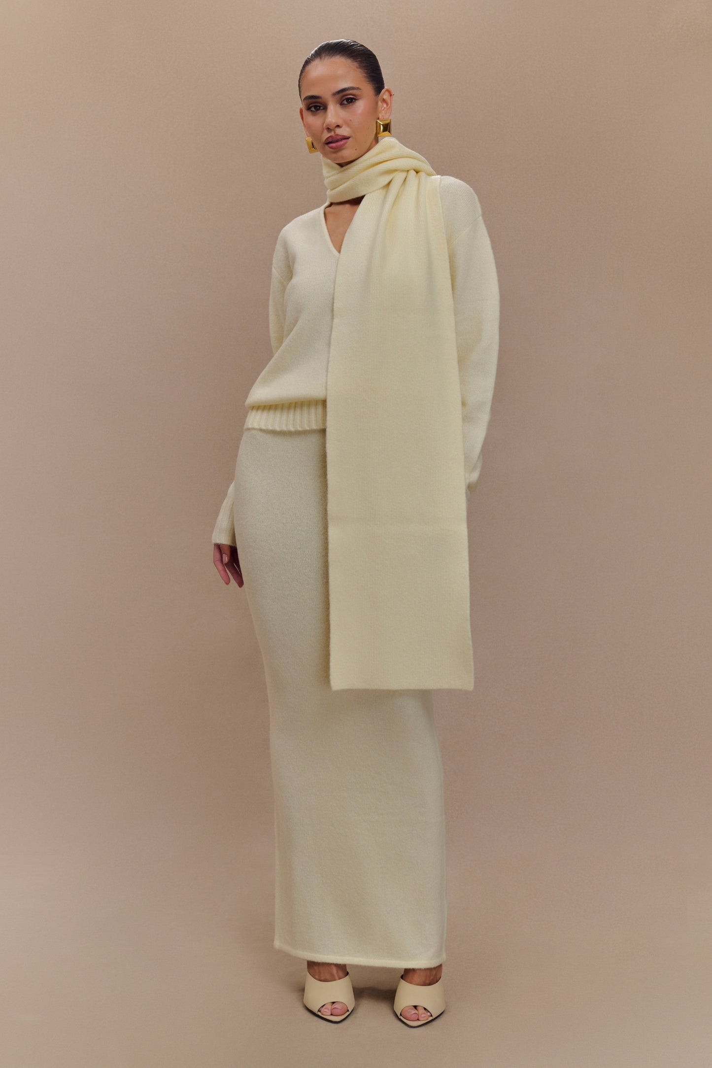 Jupe Maxi Tricot Elise - Ivoire Marbré